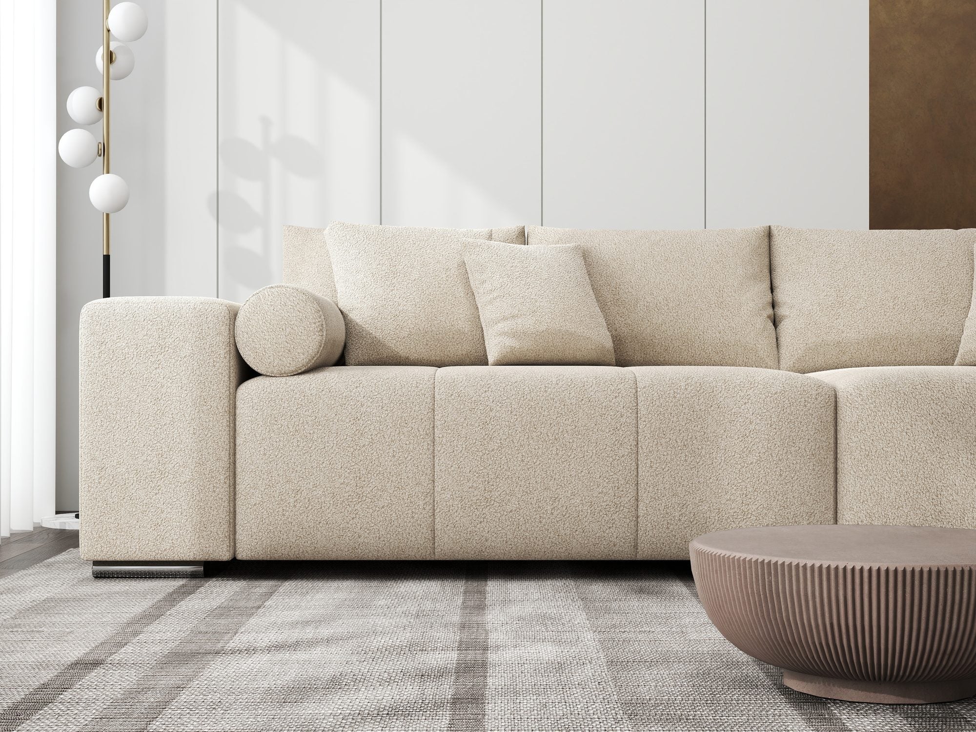 Canapea extensibilă dumonde cu ladă de depozitare si sezut confortabil din spuma high-density, Marbela XXL Quelle Bej 05 290x100 cm