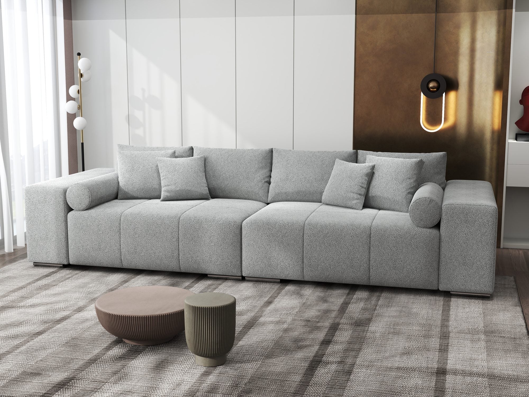 Canapea extensibilă dumonde cu ladă de depozitare si sezut confortabil din spuma high-density, Marbela XXL Quelle Gri 83 290x100 cm