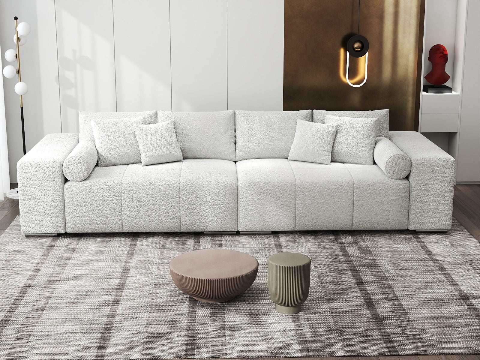 Canapea extensibilă dumonde cu ladă de depozitare si sezut confortabil din spuma high-density, Marbela XXL Vibe Bej 03 290x100 cm