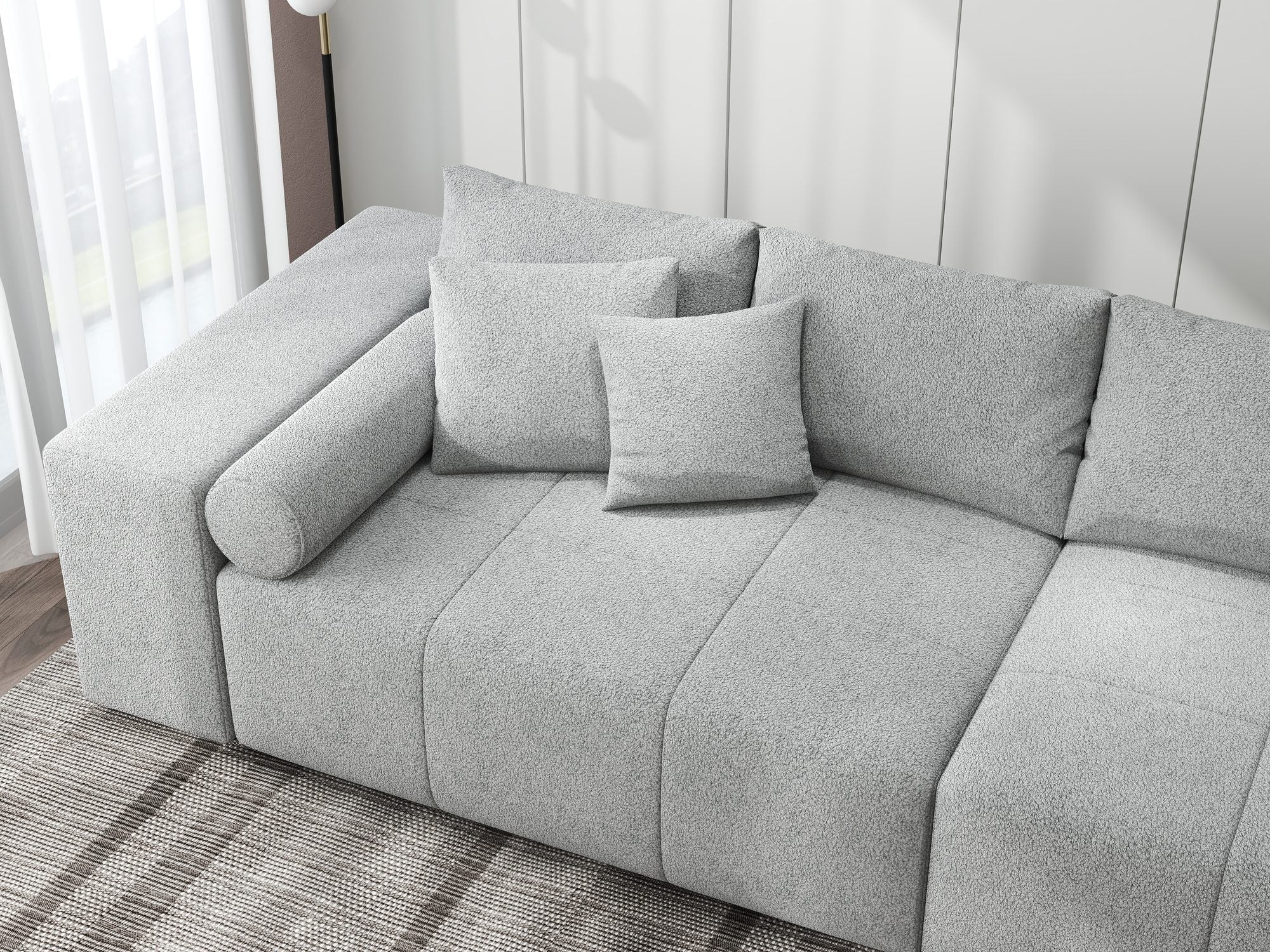 Canapea extensibilă dumonde cu ladă de depozitare si sezut confortabil din spuma high-density, Marbela XXL Quelle Gri 83 290x100 cm