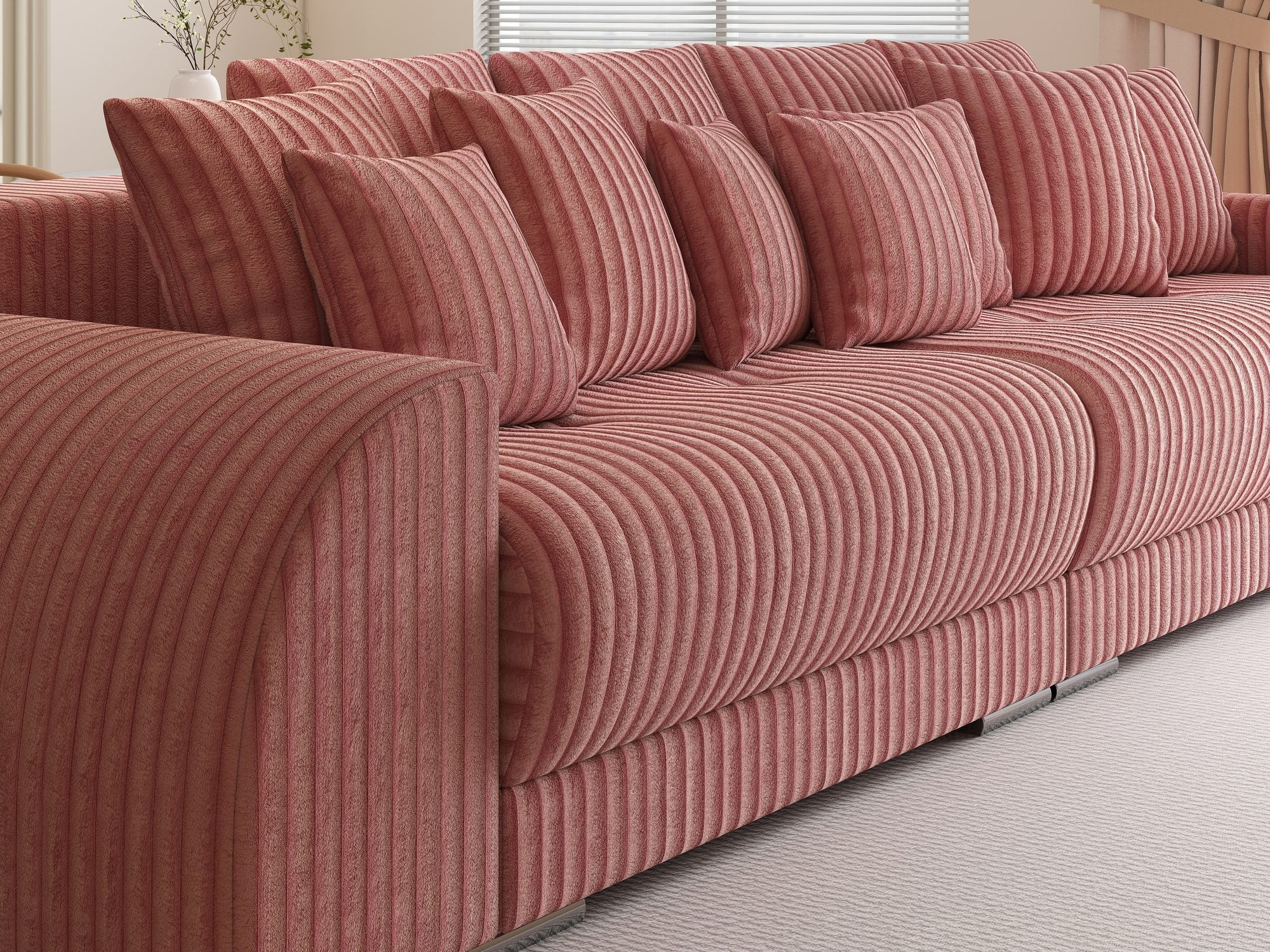 Canapea extensibilă dumonde cu 2 lăzi de depozitare si sezut confortabil din spuma high-density, Verona Tilia Roz Pudrat 62 310x100 cm
