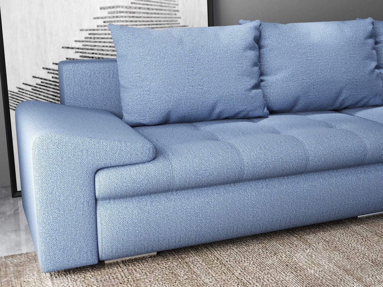 Colțar extensibil dumonde cu ladă de depozitare si sezut confortabil din spuma HR, Leonardo Enjoy Albastru 260x185 cm II Fabrica