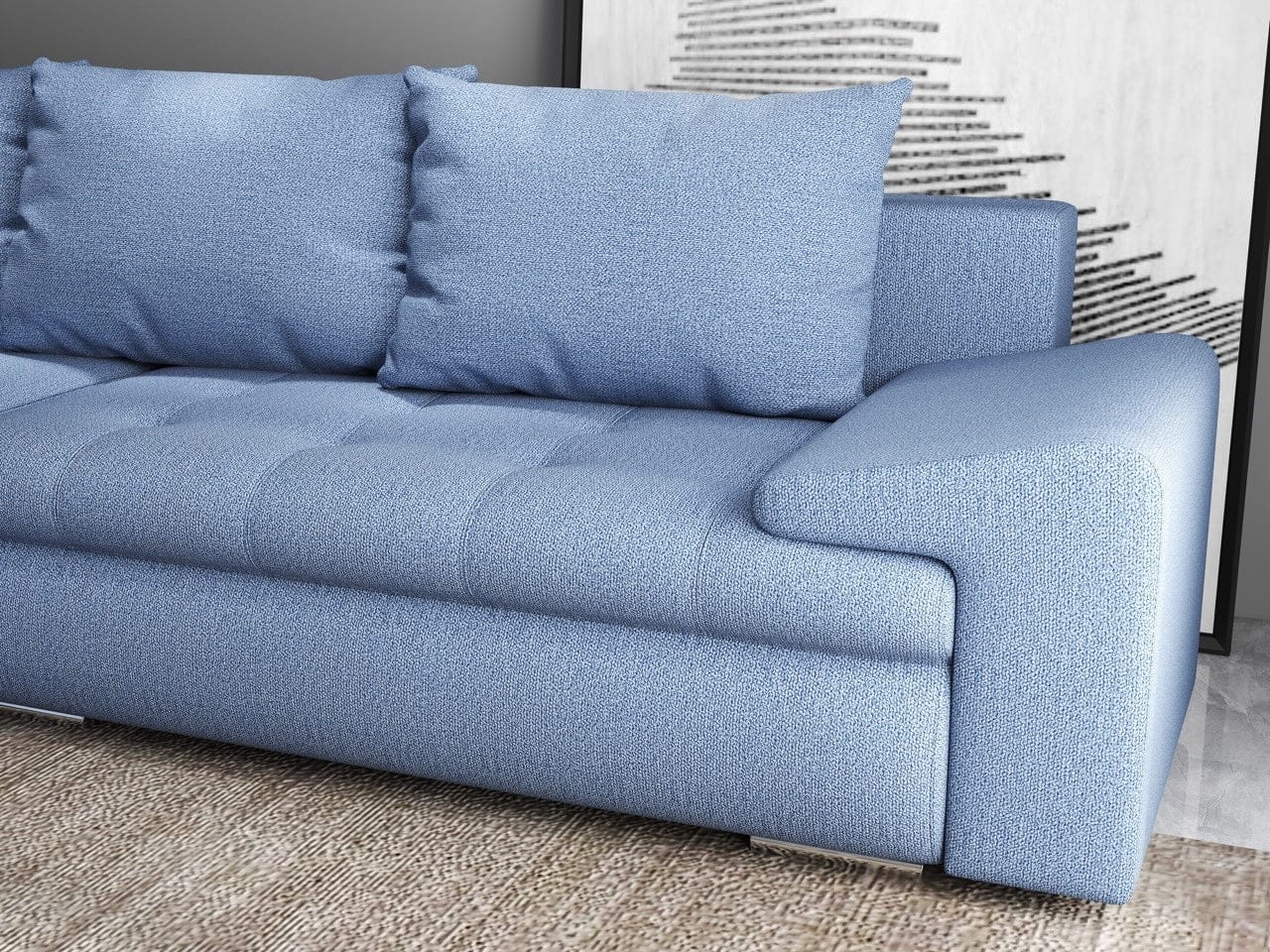 Colțar extensibil dumonde cu ladă de depozitare si sezut confortabil din spuma HR, Leonardo Enjoy Albastru 260x185 cm Fabrica