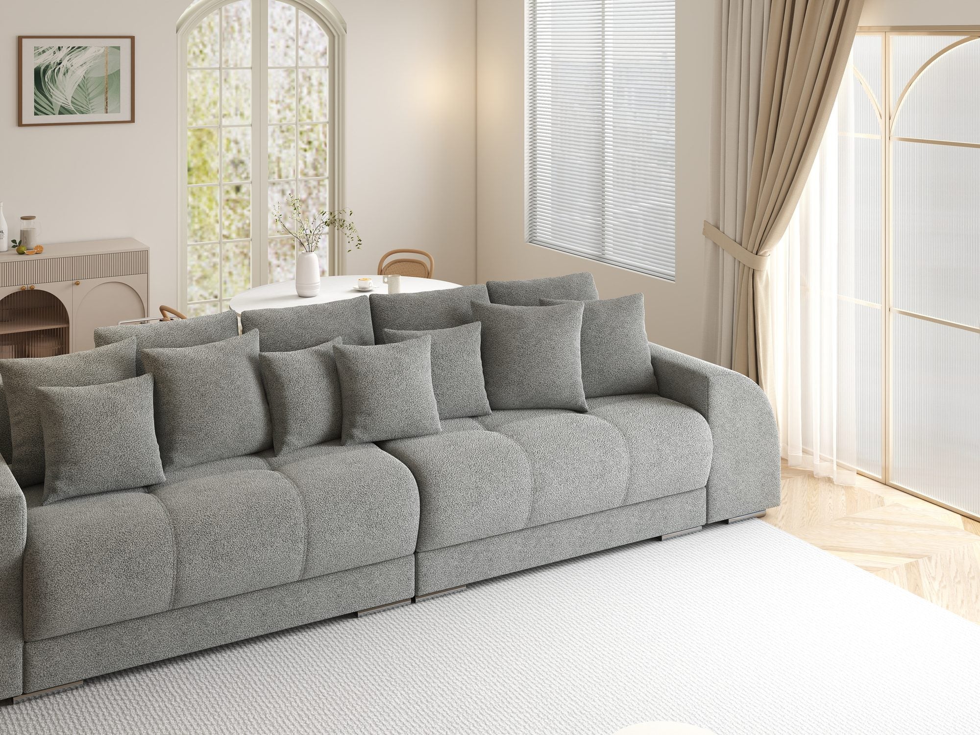 Canapea extensibilă dumonde cu 2 lăzi de depozitare si sezut confortabil din spuma high-density, Verona Quelle Gri 83 310x100 cm