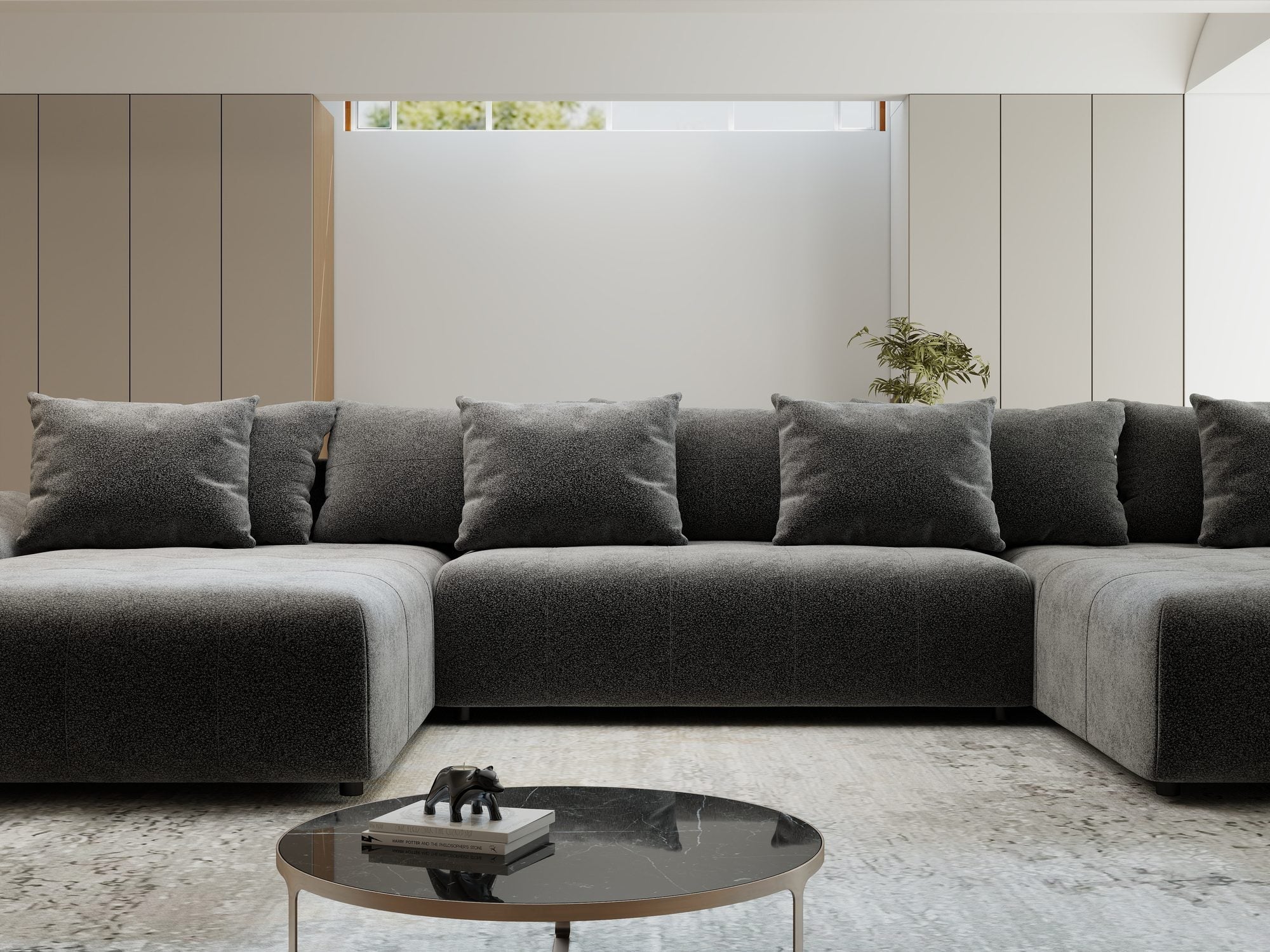 Colțar extensibil dumonde cu ladă de depozitare si sezut confortabil din spuma high-density, Berlin U Quelle Gri 92 380x180 cm
