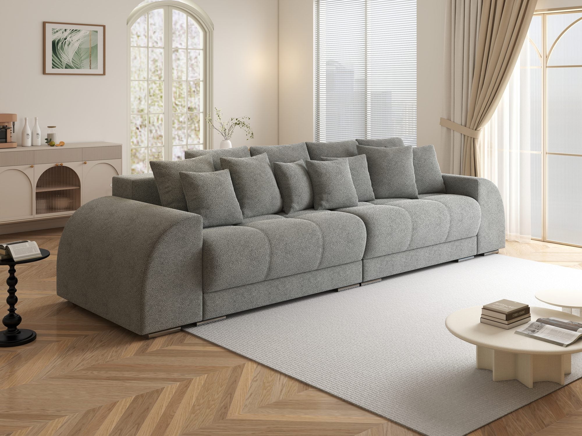 Canapea extensibilă dumonde cu 2 lăzi de depozitare si sezut confortabil din spuma high-density, Verona Quelle Gri 83 310x100 cm
