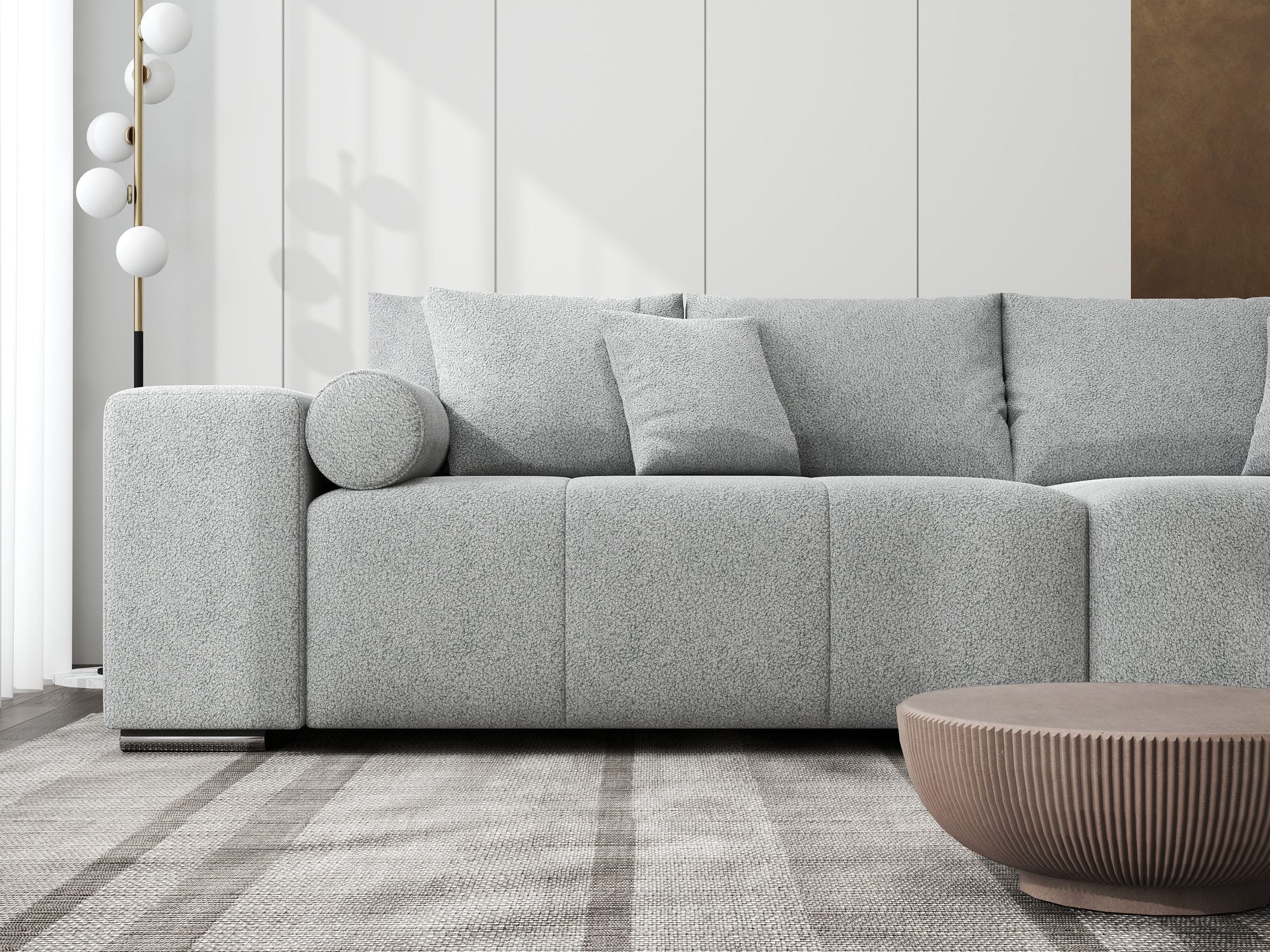 Canapea extensibilă dumonde cu ladă de depozitare si sezut confortabil din spuma high-density, Marbela XXL Quelle Gri 83 290x100 cm