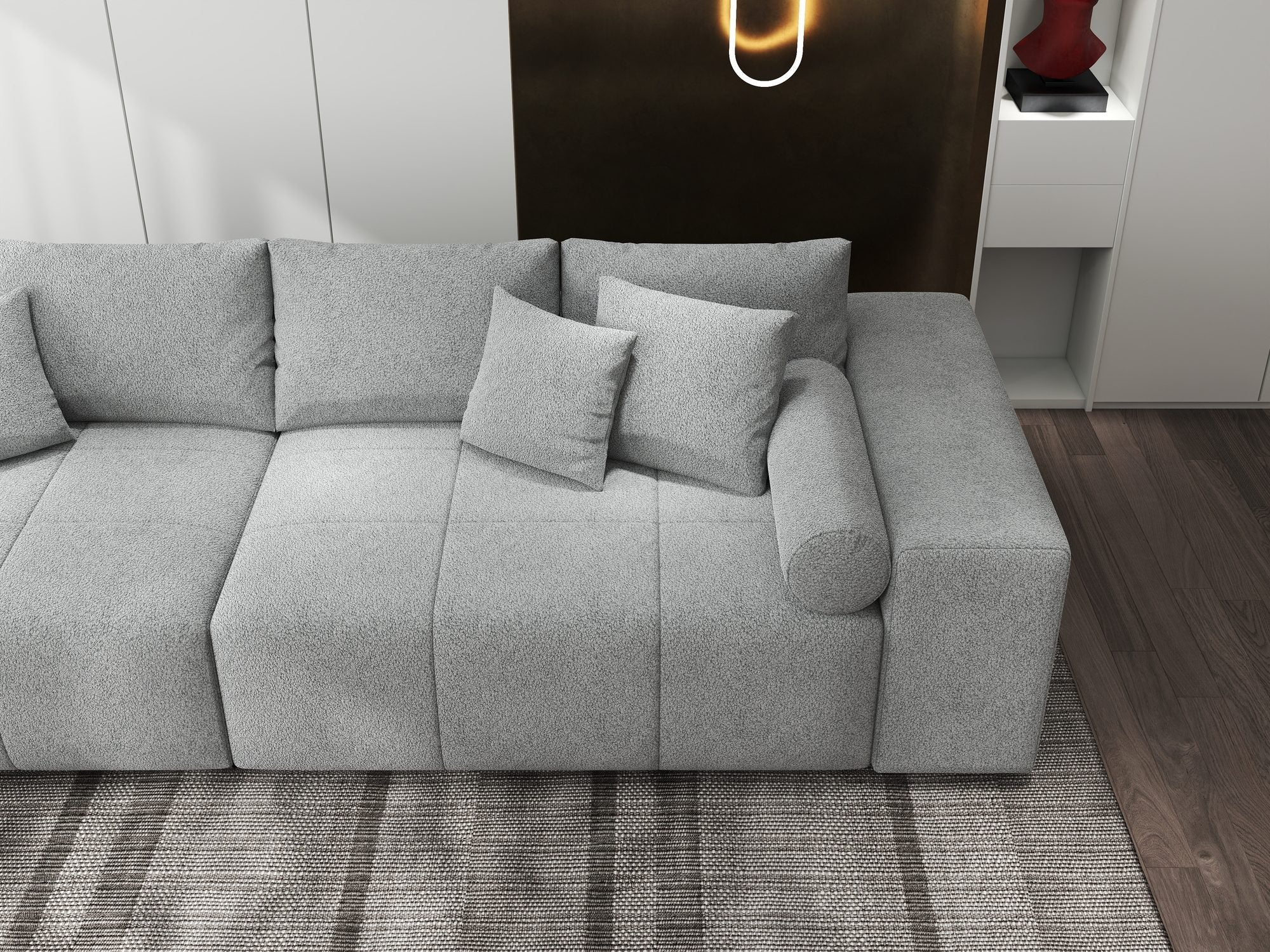 Canapea extensibilă dumonde cu ladă de depozitare si sezut confortabil din spuma high-density, Marbela XXL Quelle Gri 83 290x100 cm