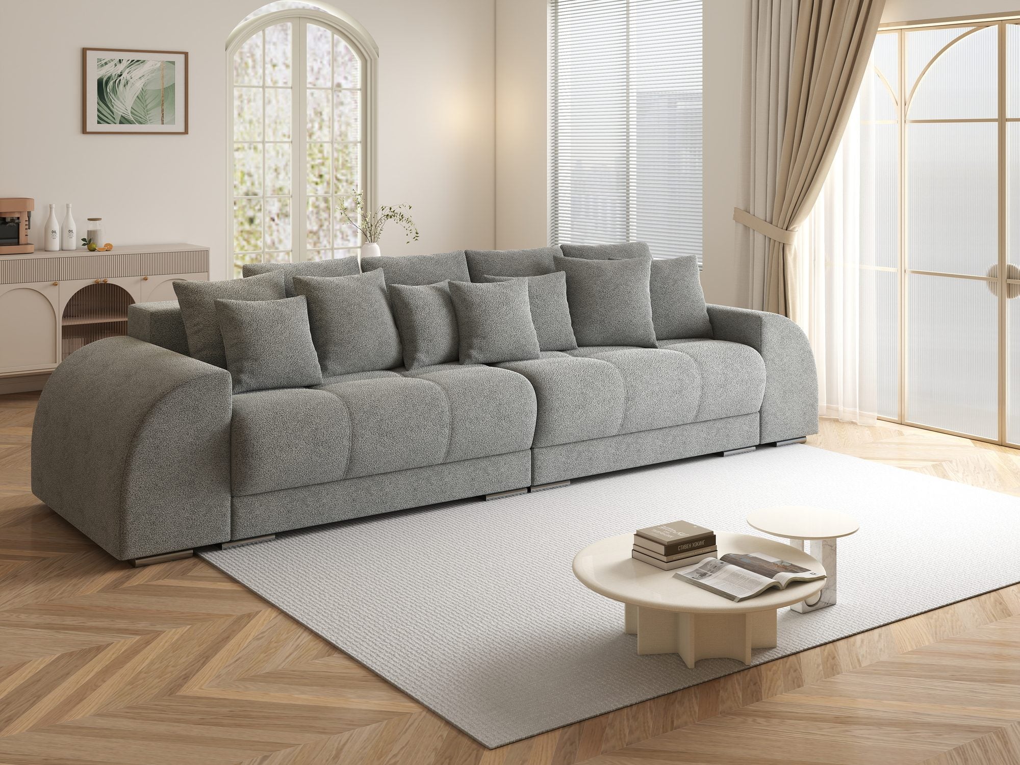 Canapea extensibilă dumonde cu 2 lăzi de depozitare si sezut confortabil din spuma high-density, Verona Quelle Gri 83 310x100 cm