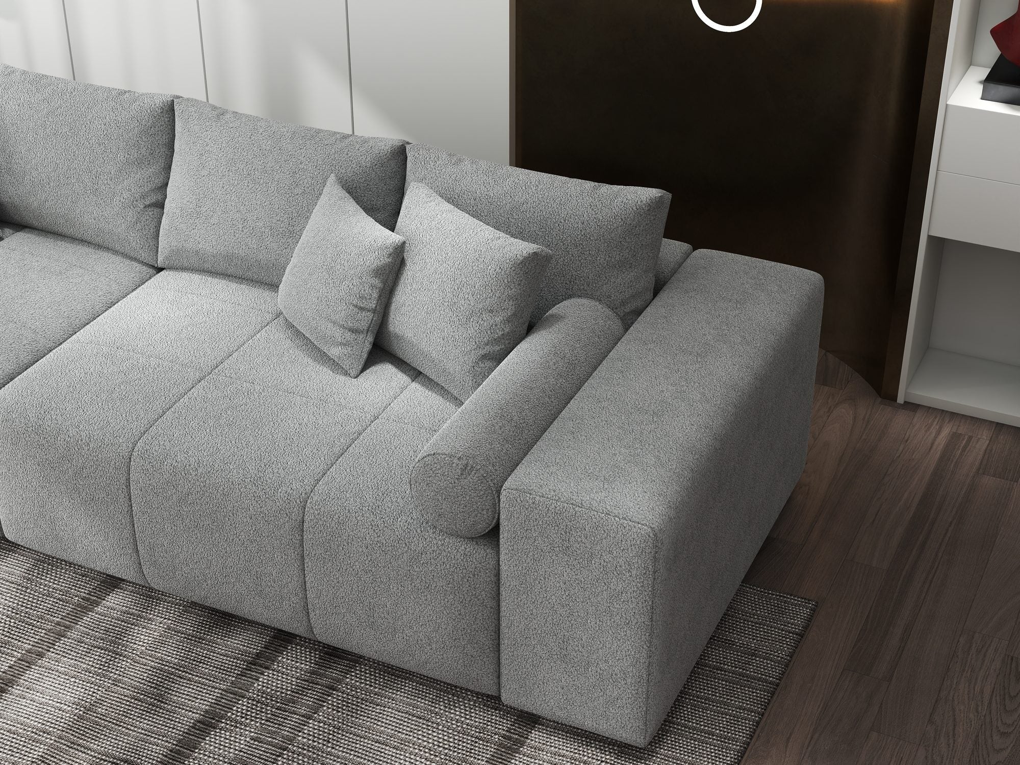 Canapea extensibilă dumonde cu ladă de depozitare si sezut confortabil din spuma high-density, Marbela XXL Quelle Gri 83 290x100 cm