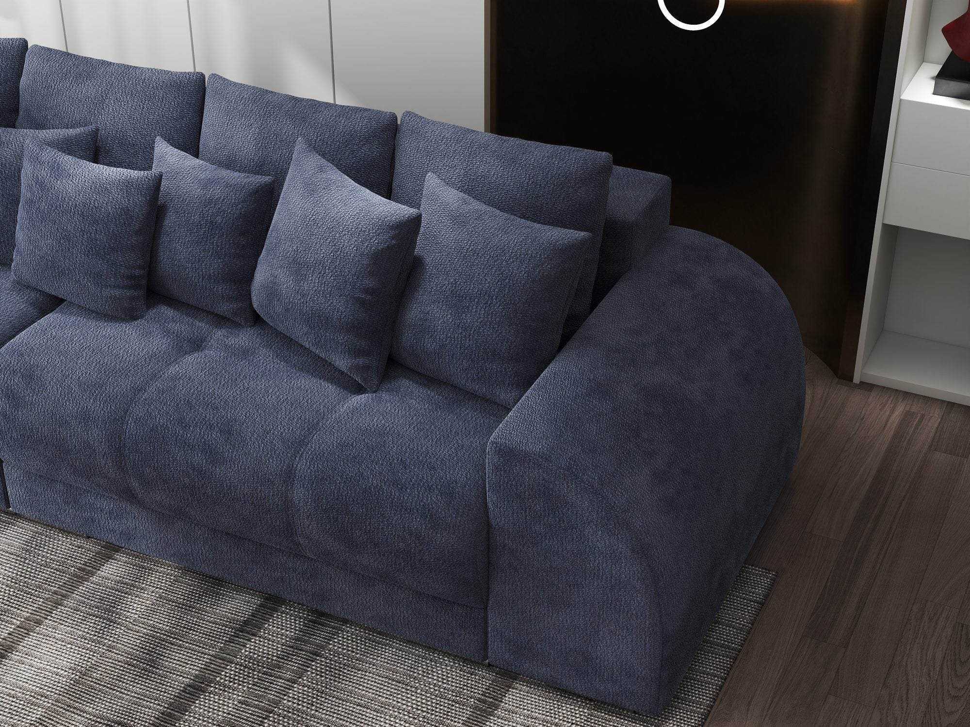 Canapea extensibilă dumonde cu 2 lăzi de depozitare si sezut confortabil din spuma high-density, Verona Vibe Albastru 79 310x100 cm