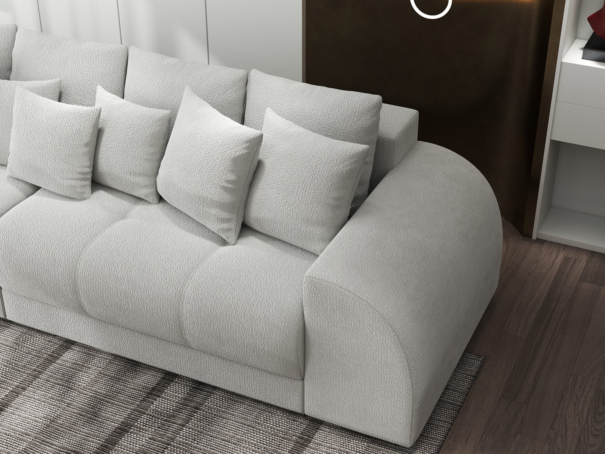 Canapea extensibilă dumonde cu 2 lăzi de depozitare si sezut confortabil din spuma high-density, Verona Vibe Bej 03 310x100 cm
