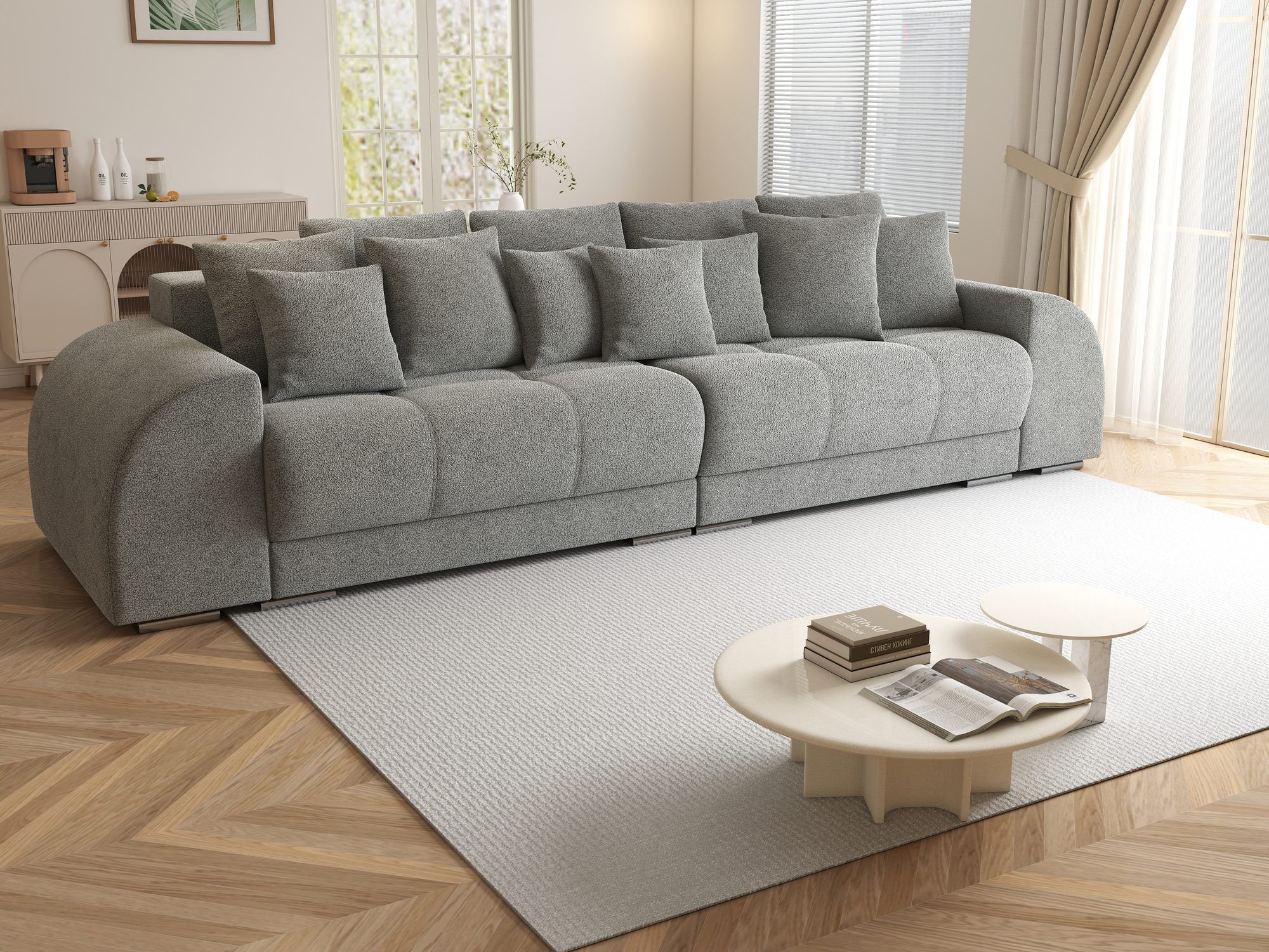 Canapea extensibilă dumonde cu 2 lăzi de depozitare si sezut confortabil din spuma high-density, Verona Quelle Gri 83 310x100 cm