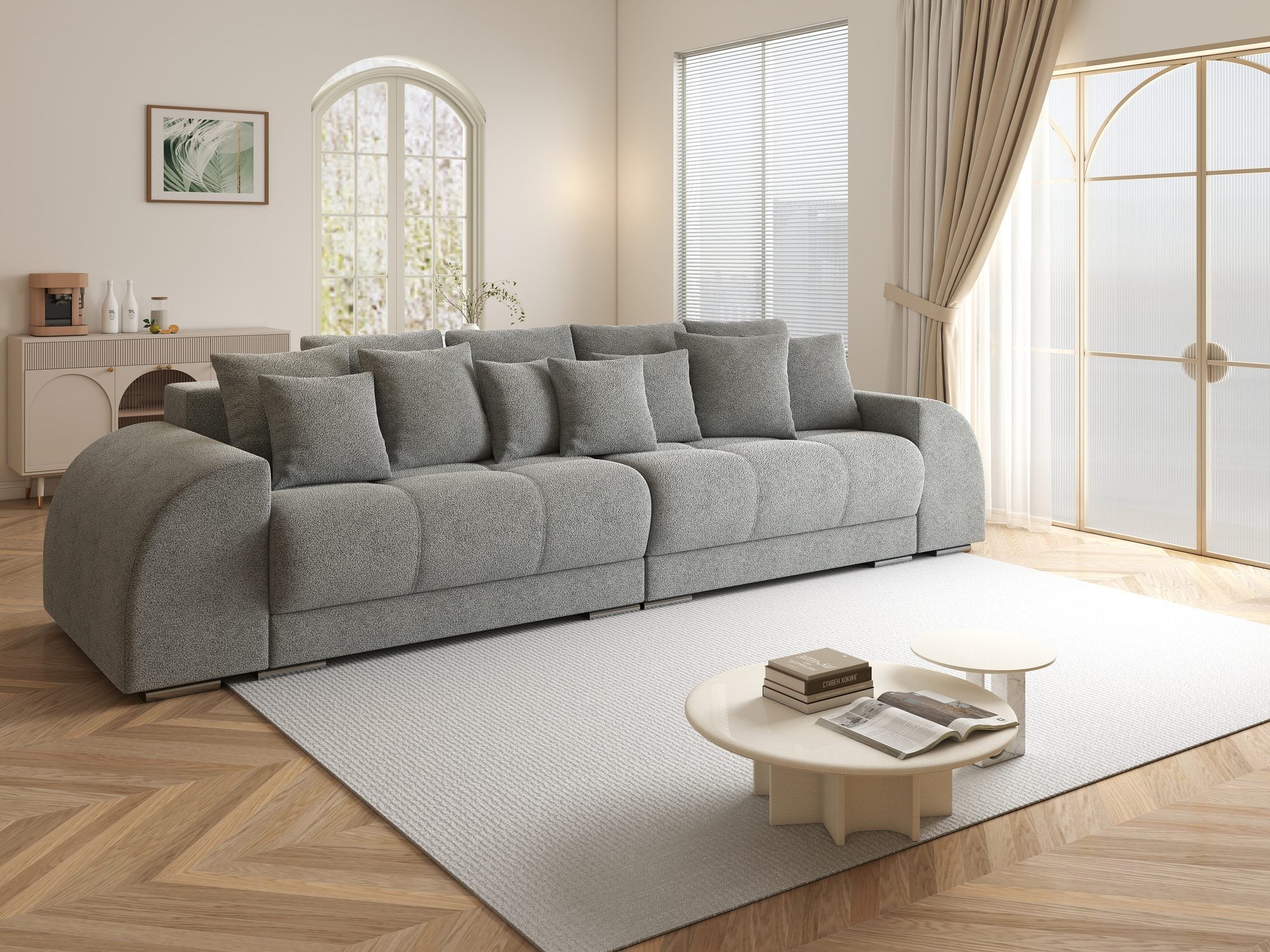 Canapea extensibilă dumonde cu 2 lăzi de depozitare si sezut confortabil din spuma high-density, Verona Quelle Gri 83 310x100 cm