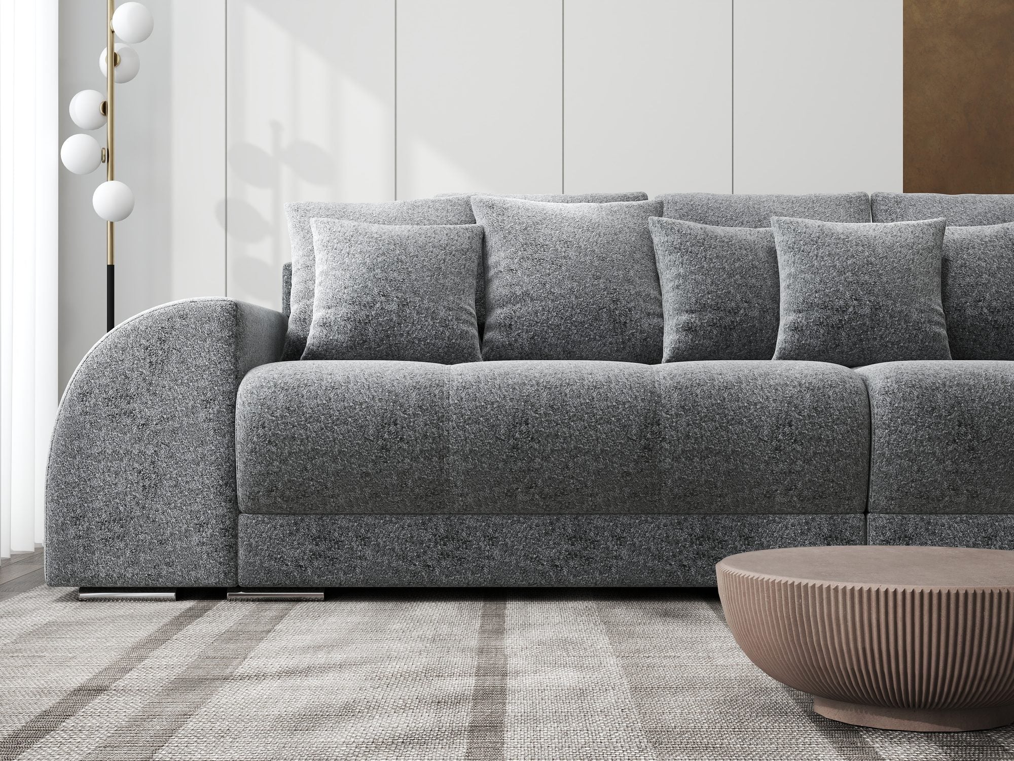 Canapea extensibilă dumonde cu 2 lăzi de depozitare si sezut confortabil din spuma high-density, Verona Monte Gri 90 310x100 cm