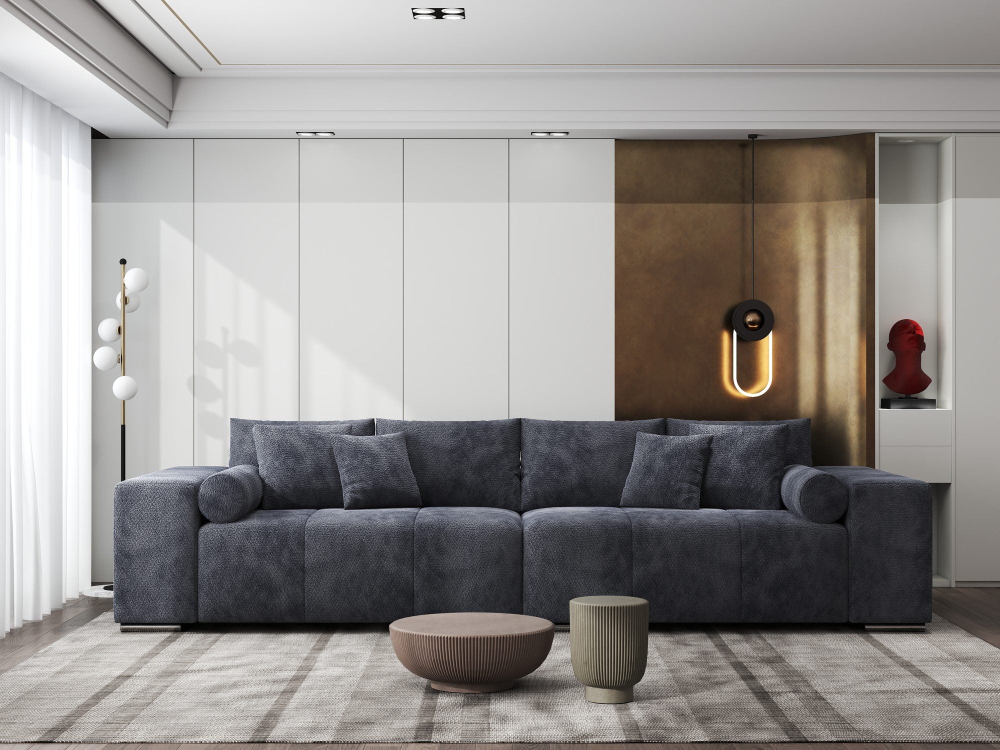 Canapea extensibilă dumonde cu ladă de depozitare si sezut confortabil din spuma high-density, Marbela XXL Vibe Gri Antracit 97 290x100 cm