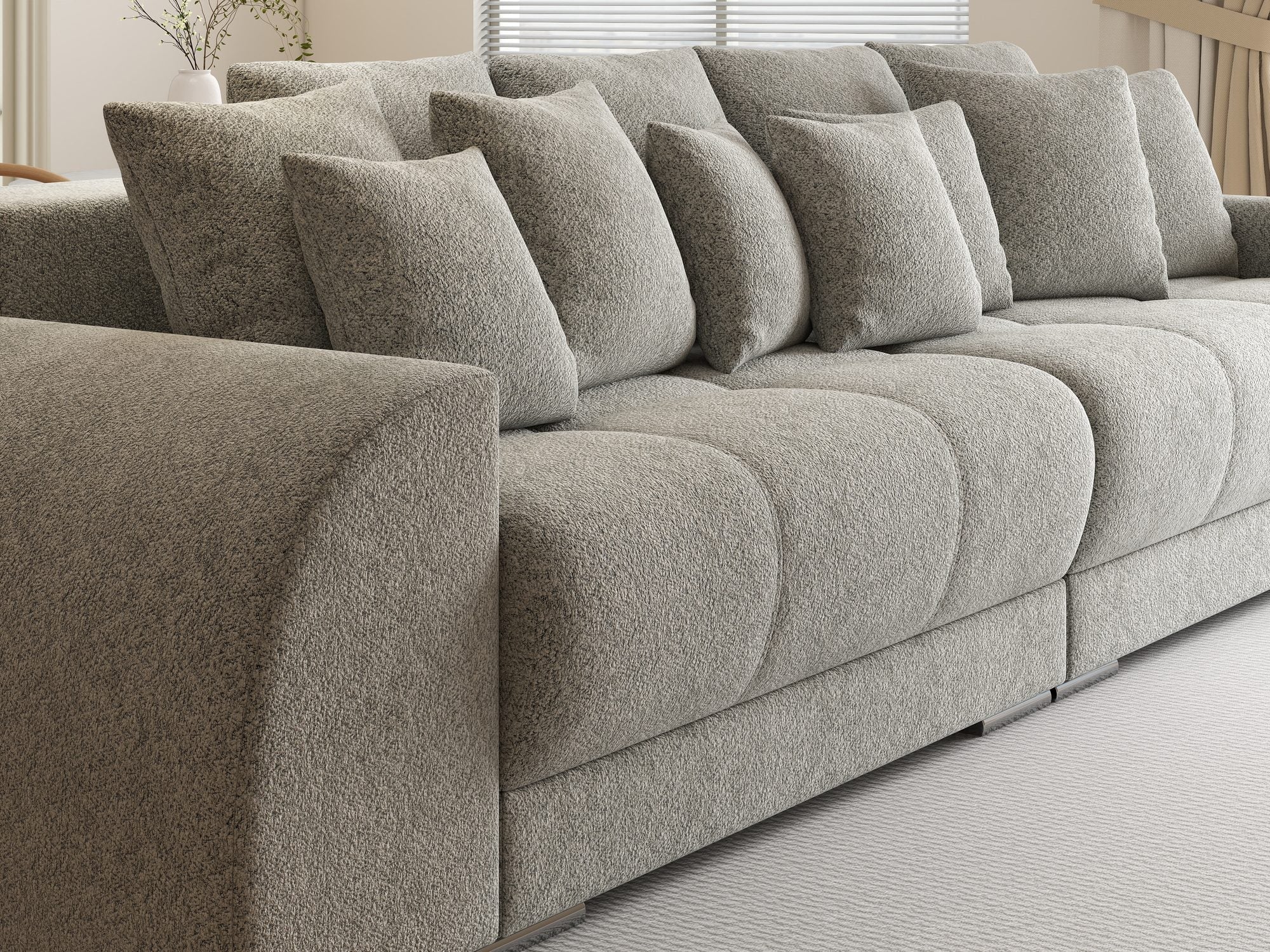 Canapea extensibilă dumonde cu 2 lăzi de depozitare si sezut confortabil din spuma high-density, Verona Arena Gri 15 310x100 cm