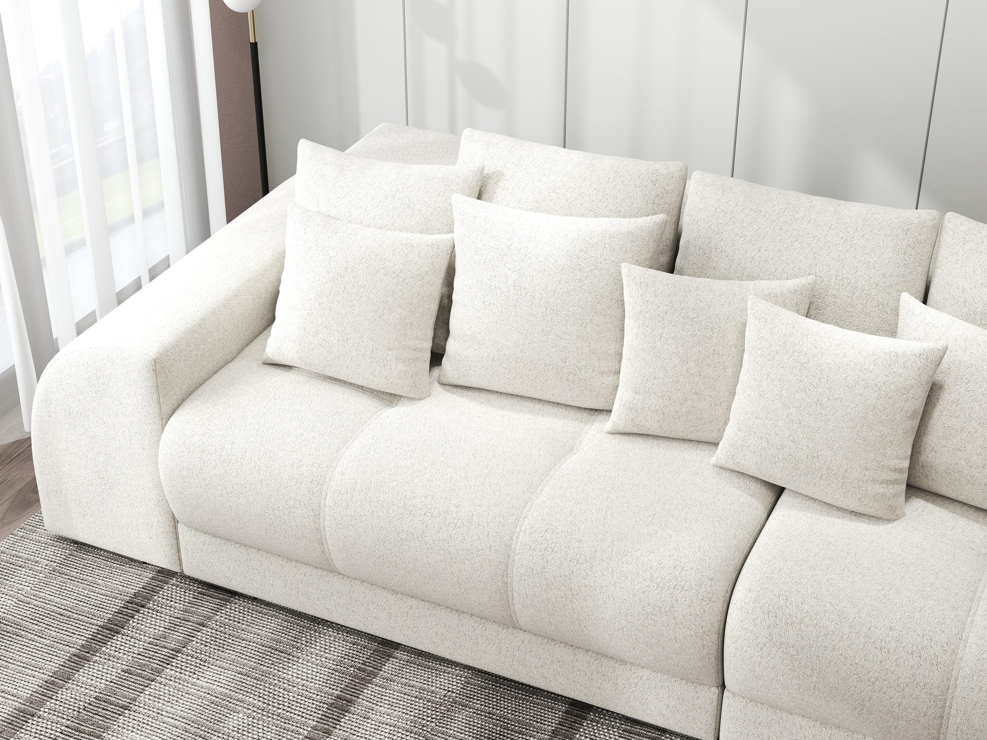 Canapea extensibilă dumonde cu 2 lăzi de depozitare si sezut confortabil din spuma high-density, Verona Monte Bej 03 310x100 cm