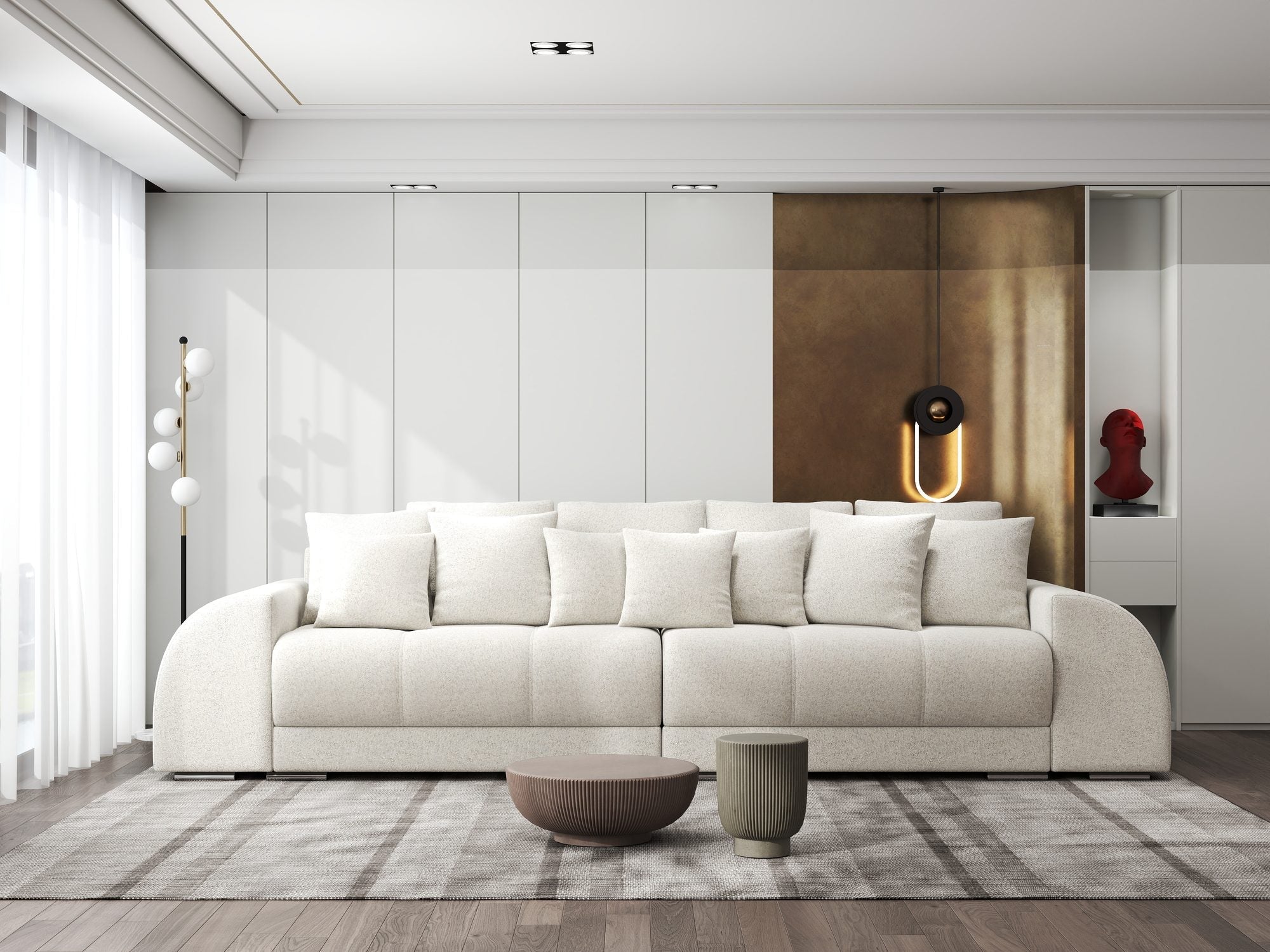 Canapea extensibilă dumonde cu 2 lăzi de depozitare si sezut confortabil din spuma high-density, Verona Monte Bej 03 310x100 cm