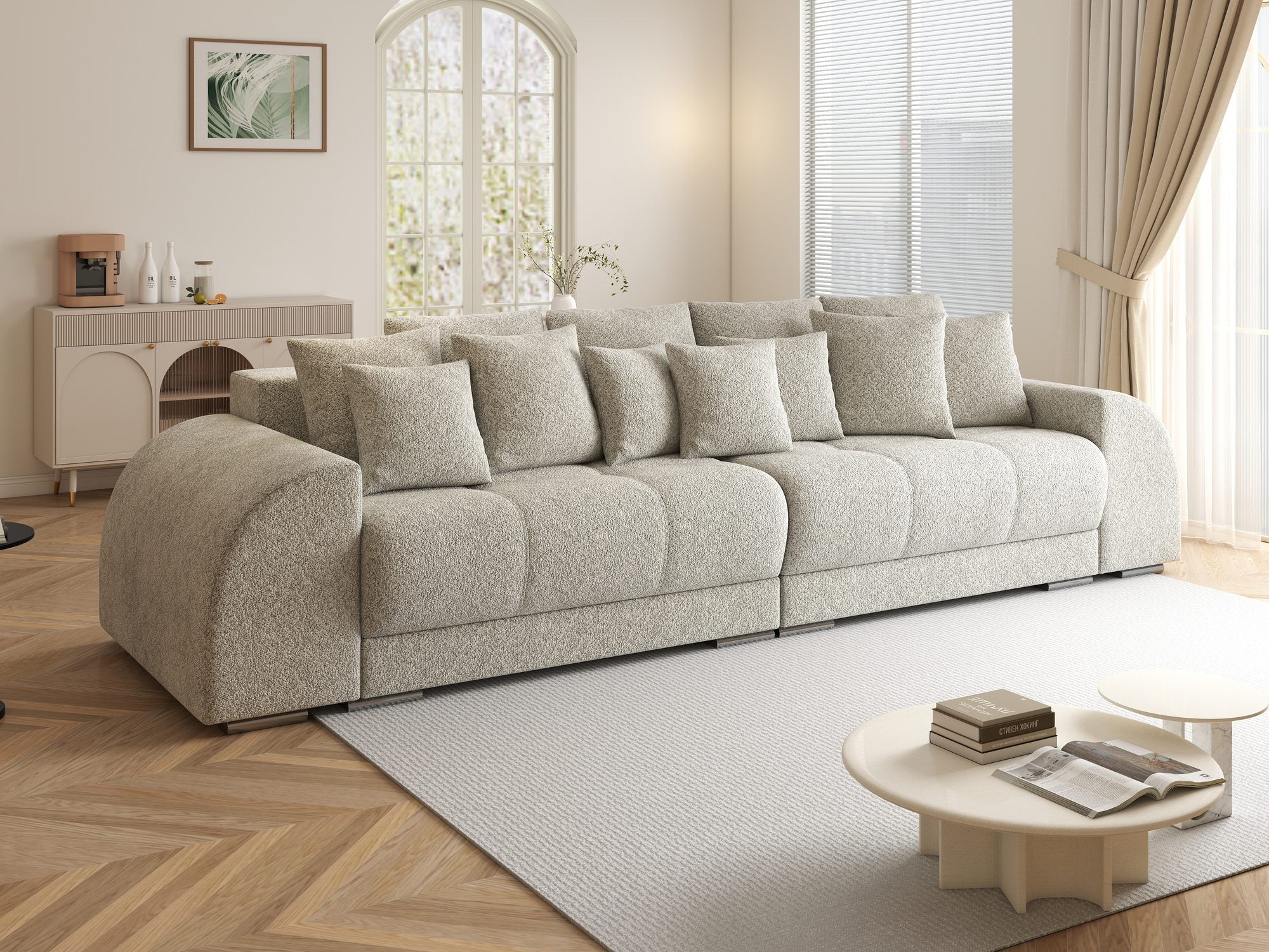 Canapea extensibilă dumonde cu 2 lăzi de depozitare si sezut confortabil din spuma high-density, Verona Arena Bej 2 310x100 cm