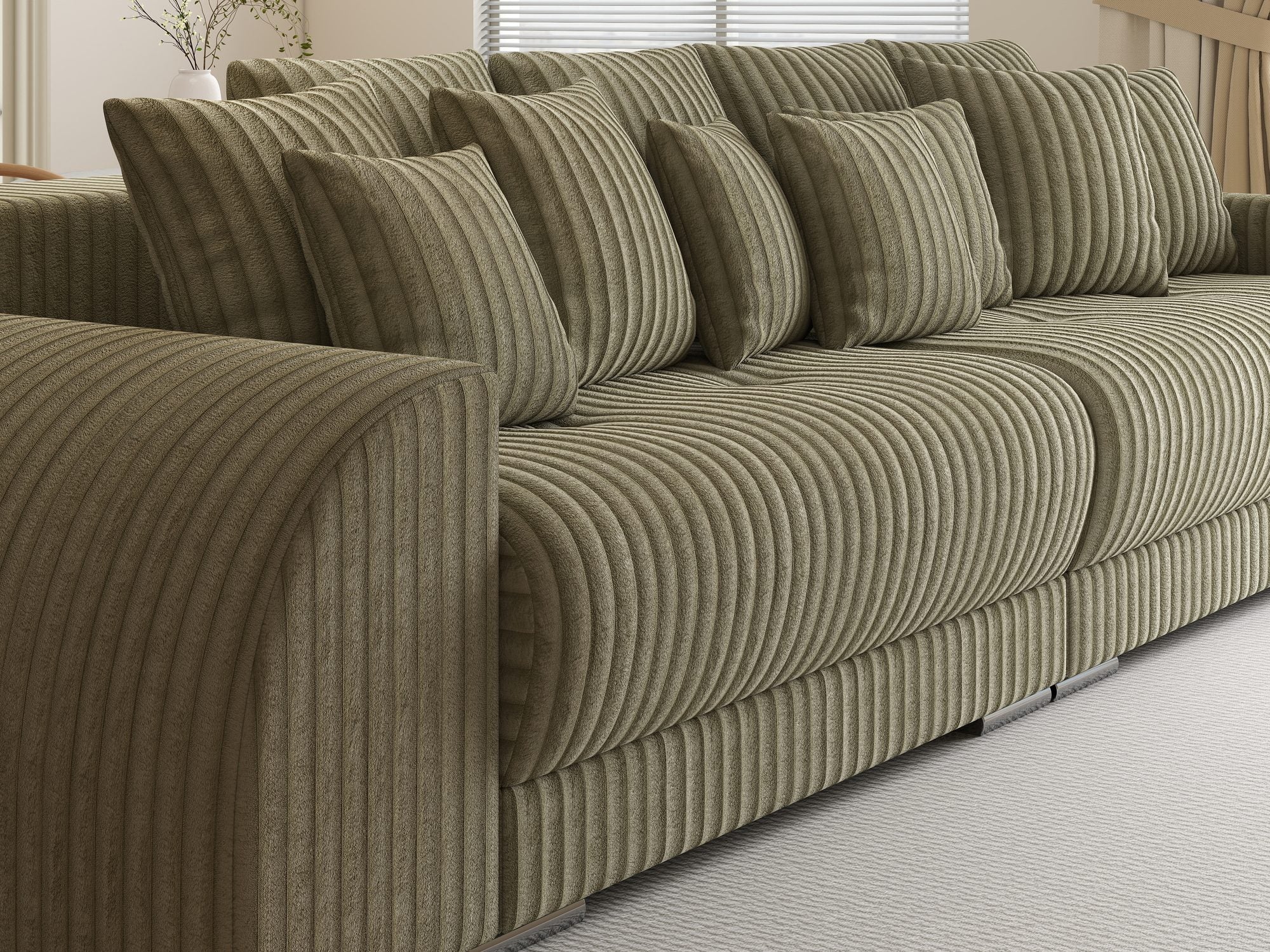 Canapea extensibilă dumonde cu 2 lăzi de depozitare si sezut confortabil din spuma high-density, Verona Tilia Verde Olive 37 310x100 cm