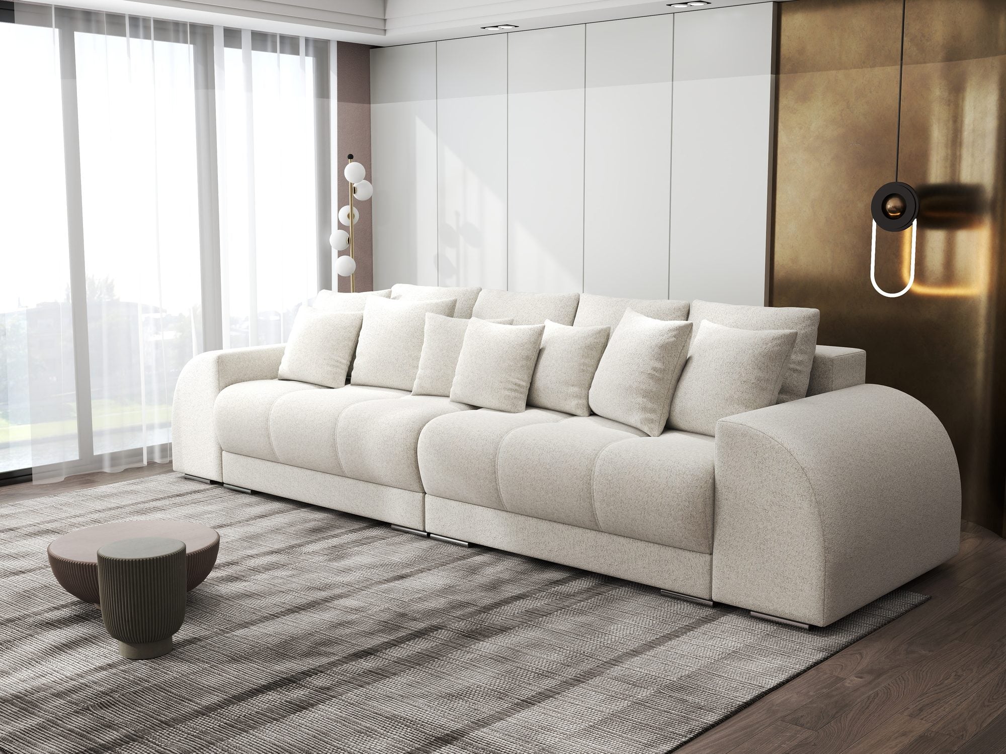 Canapea extensibilă dumonde cu 2 lăzi de depozitare si sezut confortabil din spuma high-density, Verona Monte Bej 03 310x100 cm