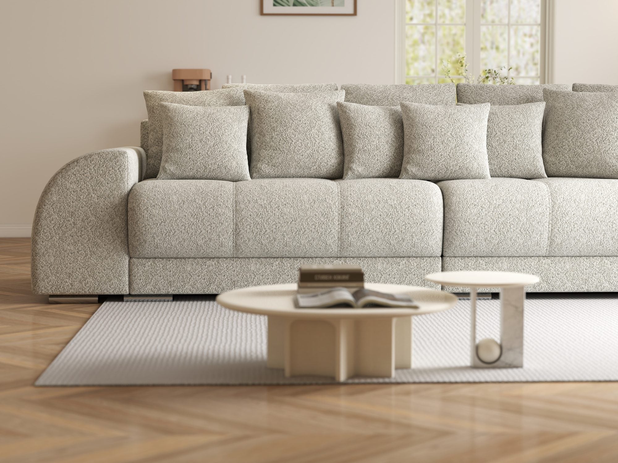 Canapea extensibilă dumonde cu 2 lăzi de depozitare si sezut confortabil din spuma high-density, Verona Arena Bej 2 310x100 cm