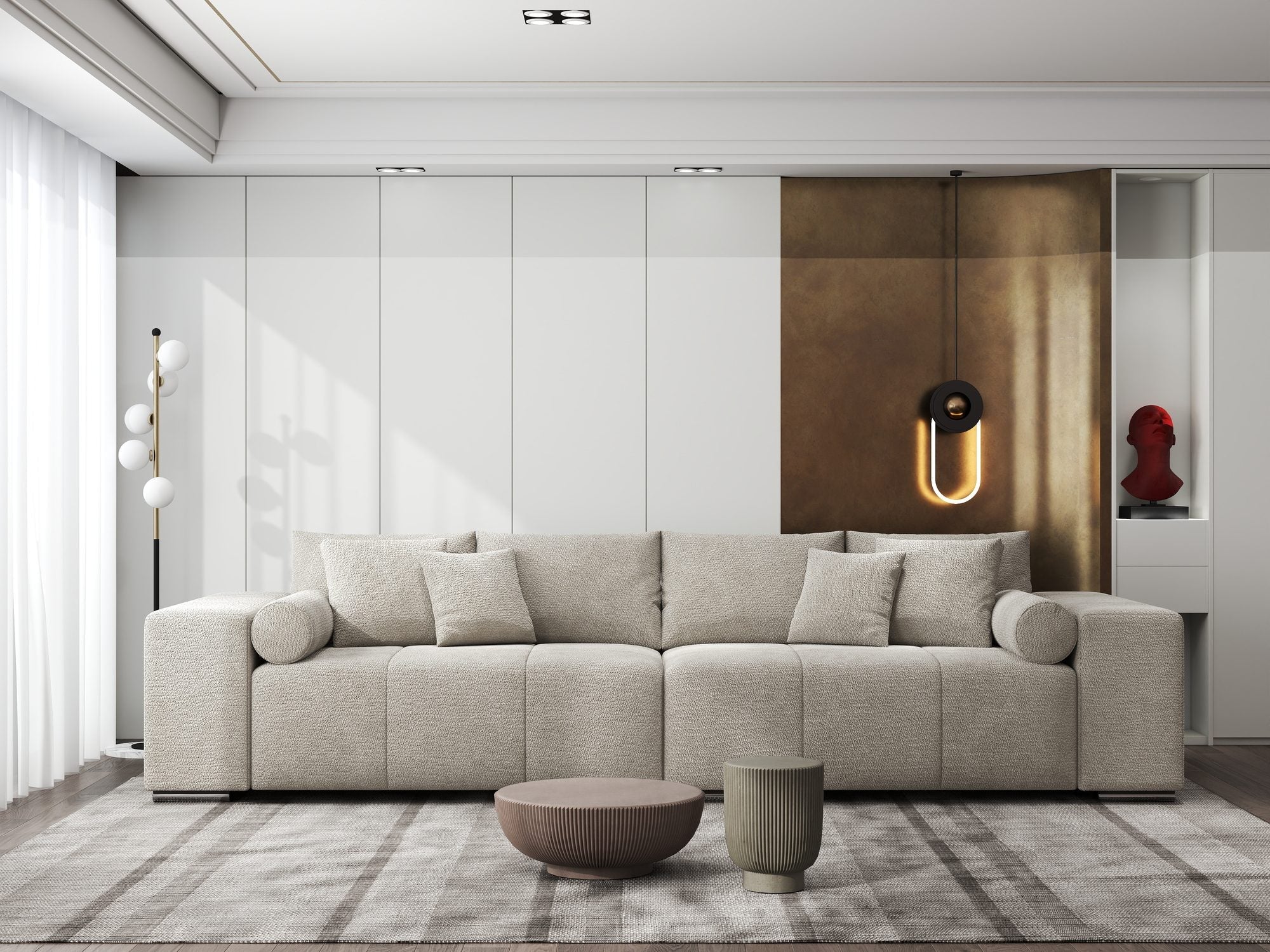 Canapea extensibilă dumonde cu ladă de depozitare si sezut confortabil din spuma high-density, Marbela XXL Vibe Bej 06 290x100 cm