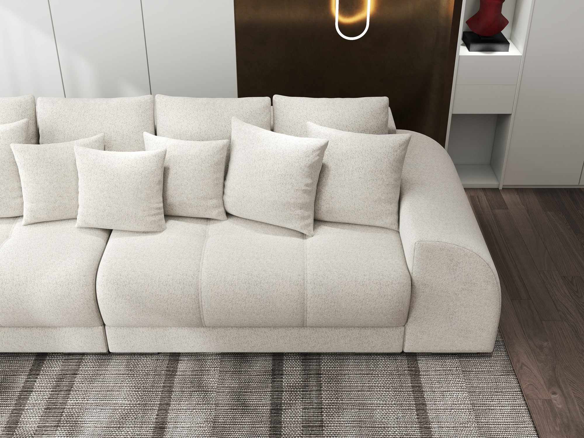 Canapea extensibilă dumonde cu 2 lăzi de depozitare si sezut confortabil din spuma high-density, Verona Monte Bej 03 310x100 cm
