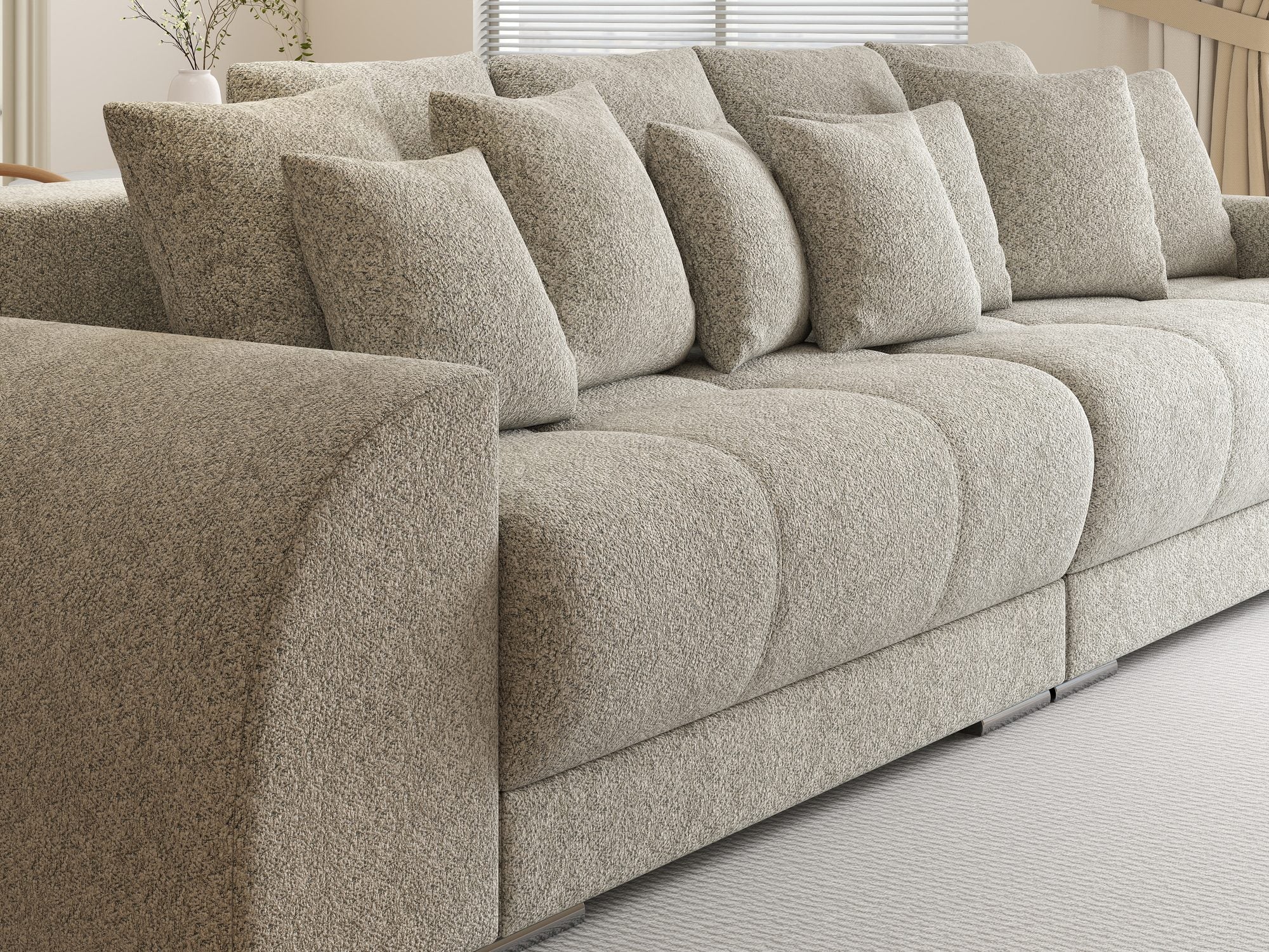 Canapea extensibilă dumonde cu 2 lăzi de depozitare si sezut confortabil din spuma high-density, Verona Arena Bej 2 310x100 cm