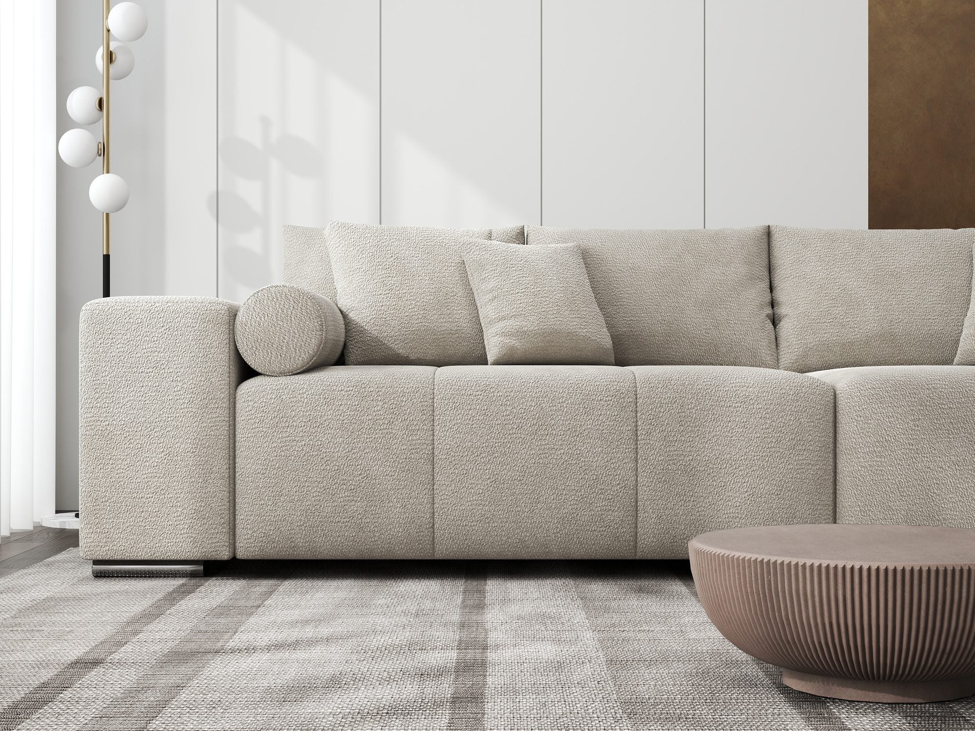 Canapea extensibilă dumonde cu ladă de depozitare si sezut confortabil din spuma high-density, Marbela XXL Vibe Bej 06 290x100 cm