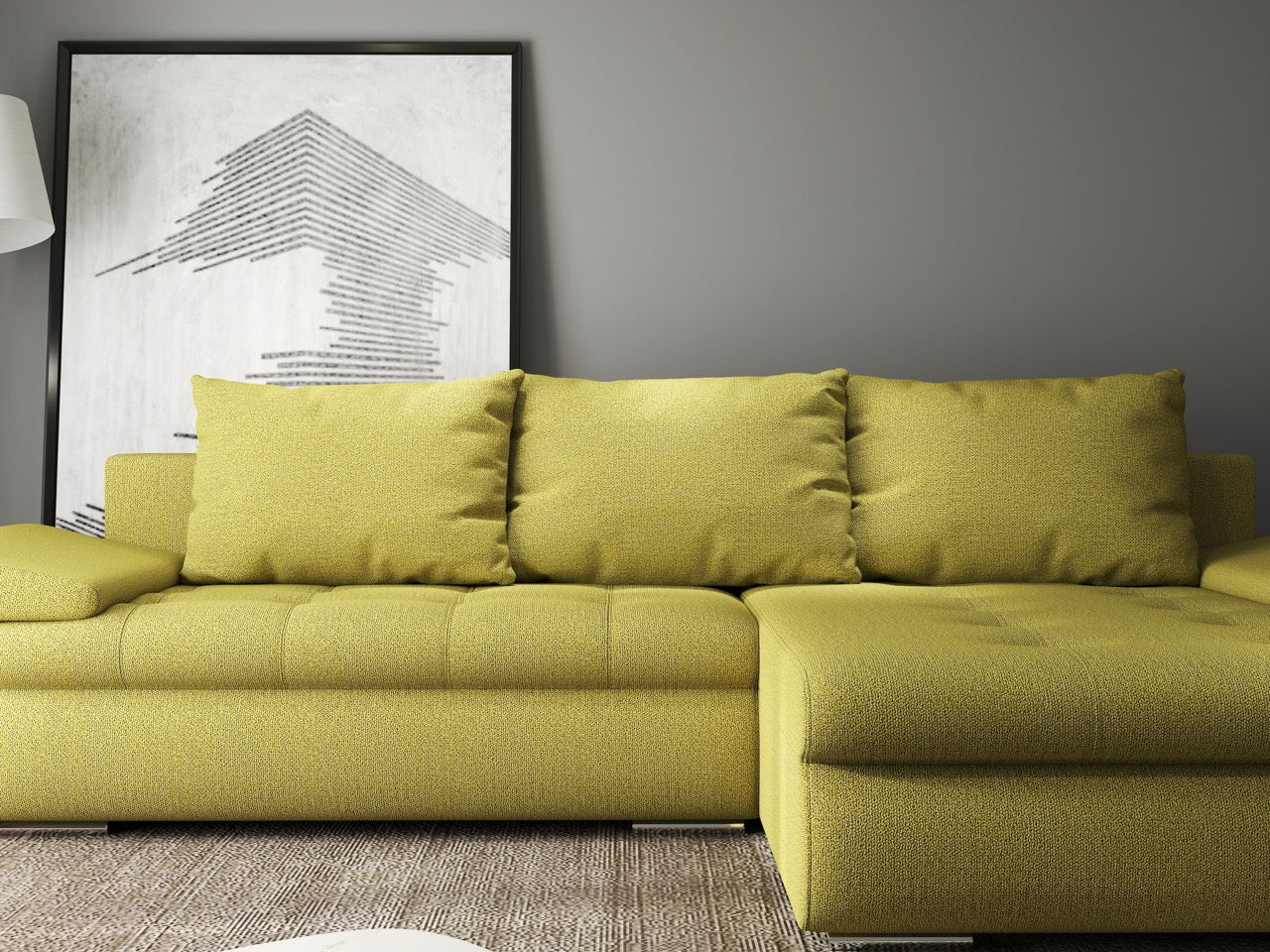 Colțar extensibil dumonde cu ladă de depozitare si sezut confortabil din spuma HR, Leonardo Enjoy Verde 260x185 cm II Fabrica