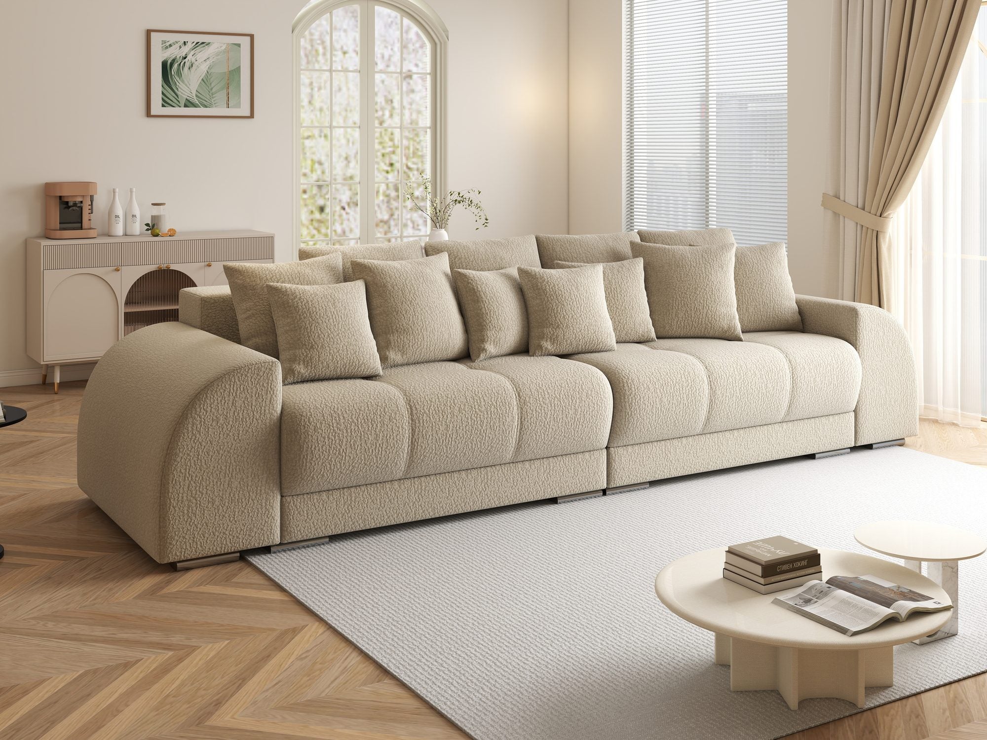 Canapea extensibilă dumonde cu 2 lăzi de depozitare si sezut confortabil din spuma high-density, Verona Jaguar Bej 4 310x100 cm