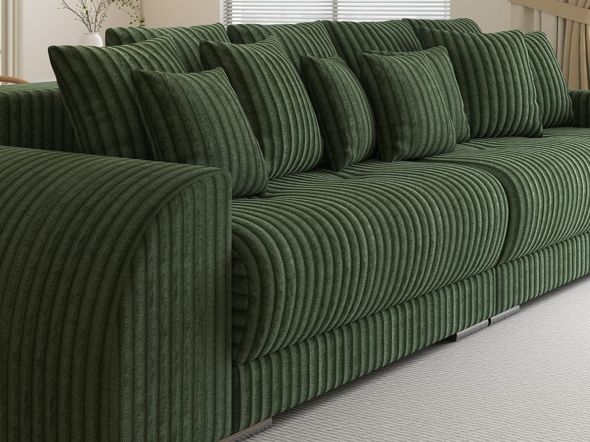 Canapea extensibilă dumonde cu 2 lăzi de depozitare si sezut confortabil din spuma high-density, Verona Tilia Verde 39 310x100 cm