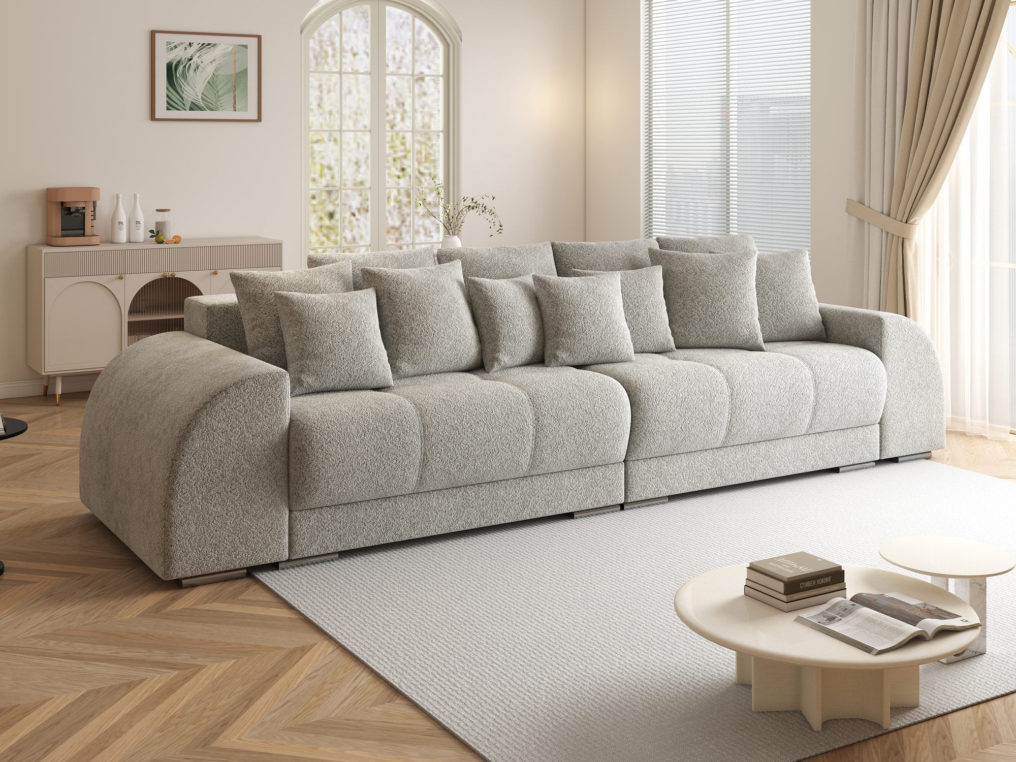Canapea extensibilă dumonde cu 2 lăzi de depozitare si sezut confortabil din spuma high-density, Verona Arena Gri 15 310x100 cm