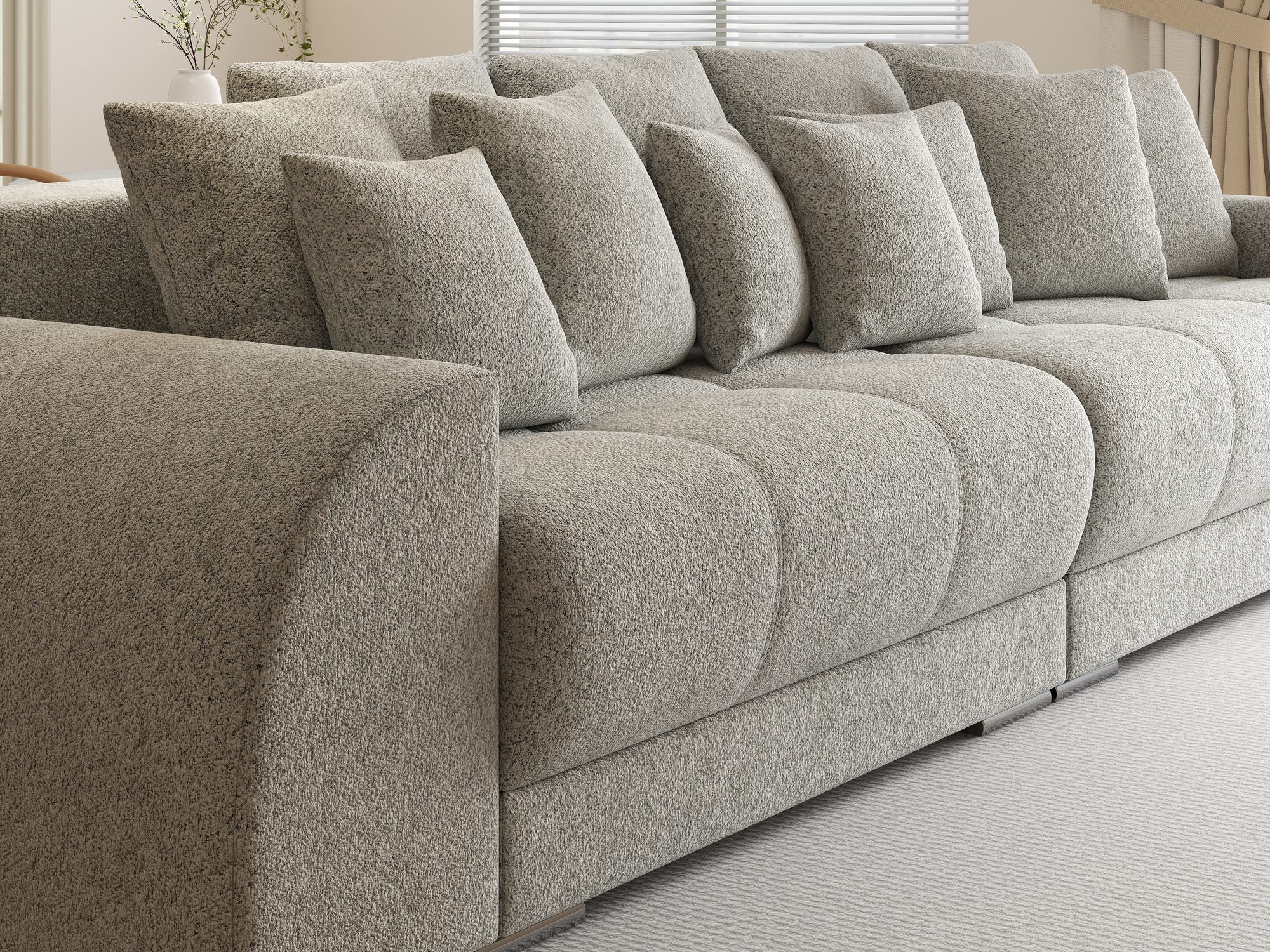 Canapea extensibilă dumonde cu 2 lăzi de depozitare si sezut confortabil din spuma high-density, Verona Arena Gri 15 310x100 cm