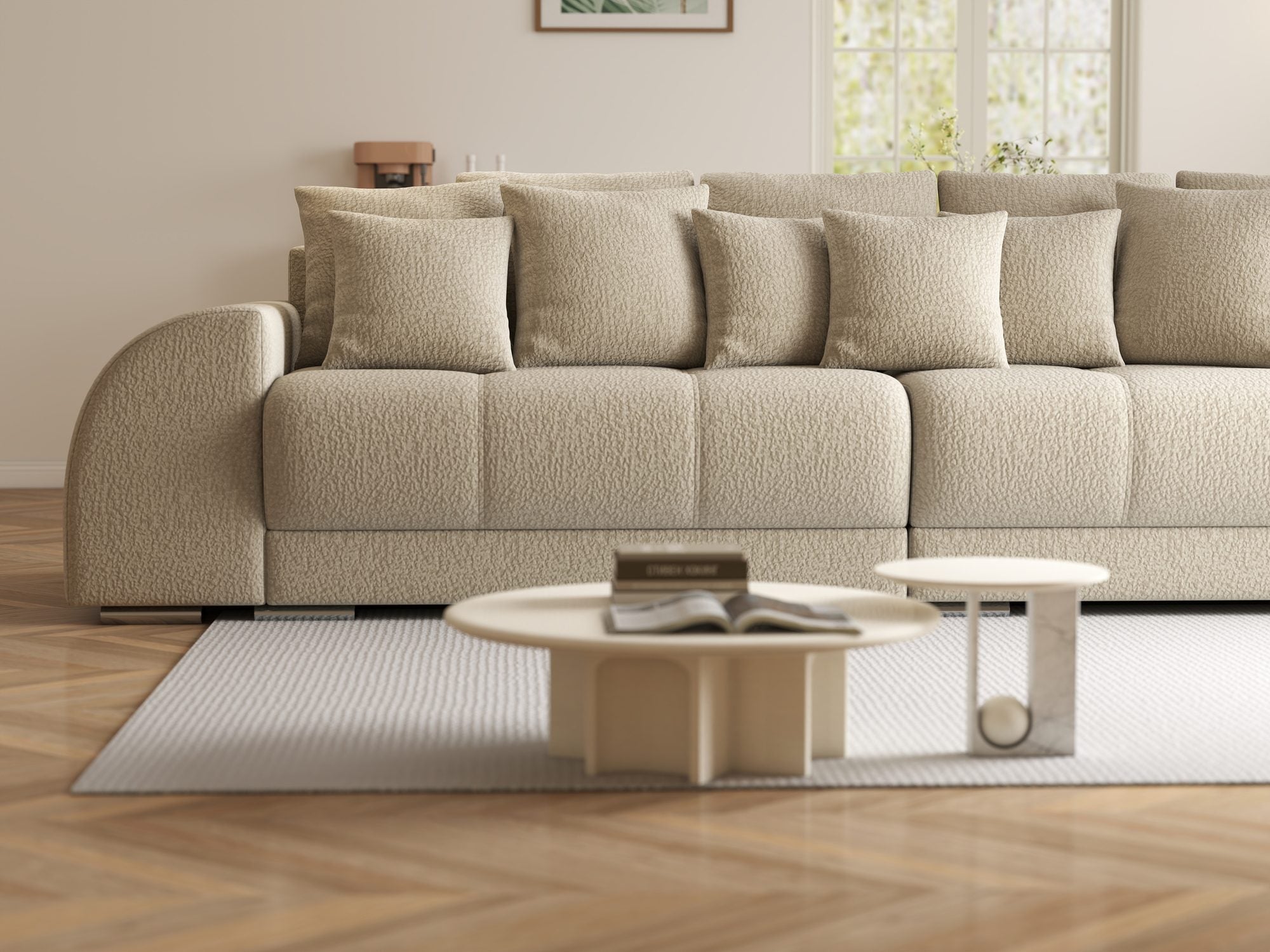 Canapea extensibilă dumonde cu 2 lăzi de depozitare si sezut confortabil din spuma high-density, Verona Jaguar Bej 4 310x100 cm