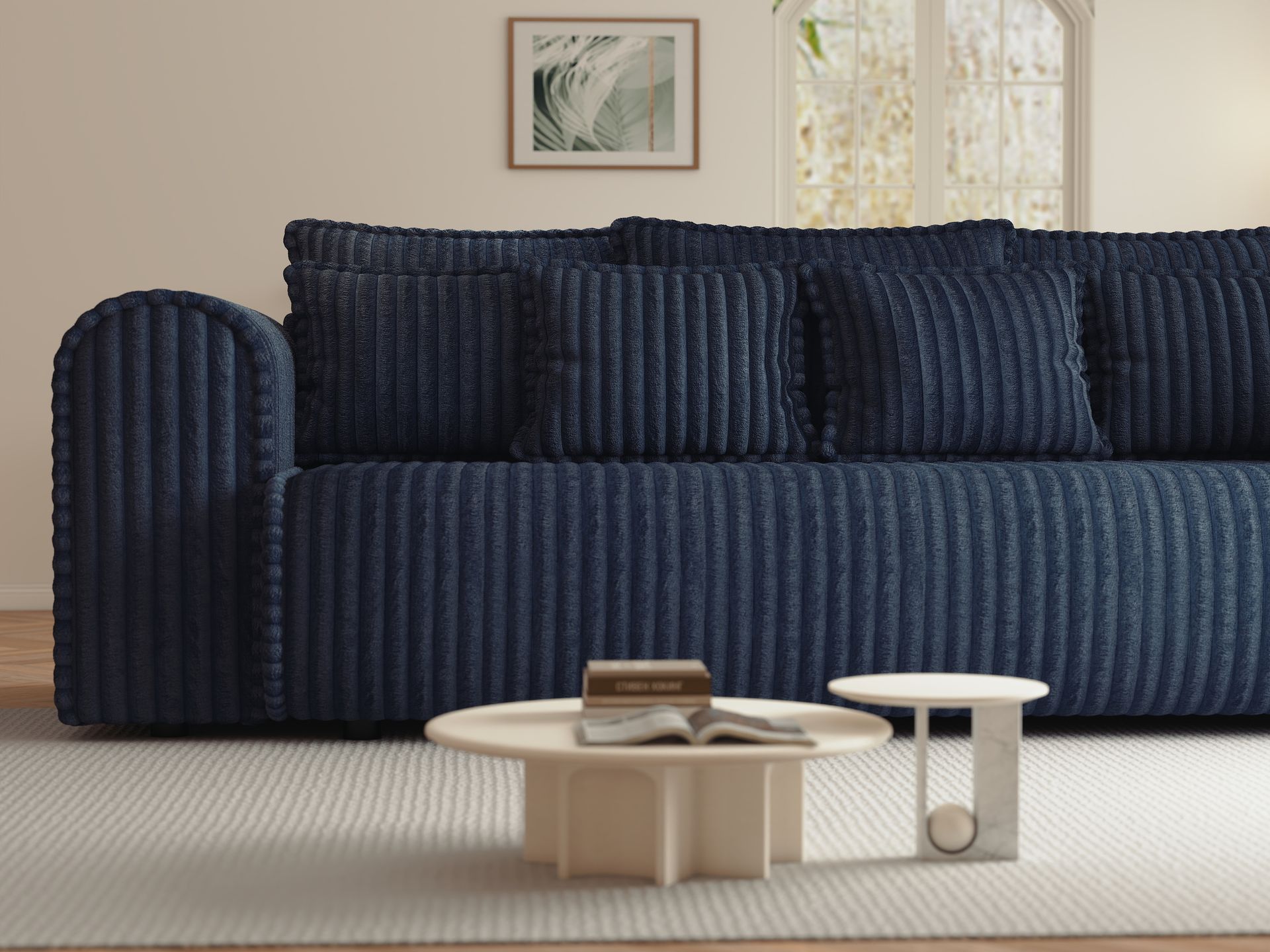 Canapea extensibilă dumonde cu ladă de depozitare si sezut confortabil din spuma high-density, Monaco Mica Tilia Albastru 240x100 cm