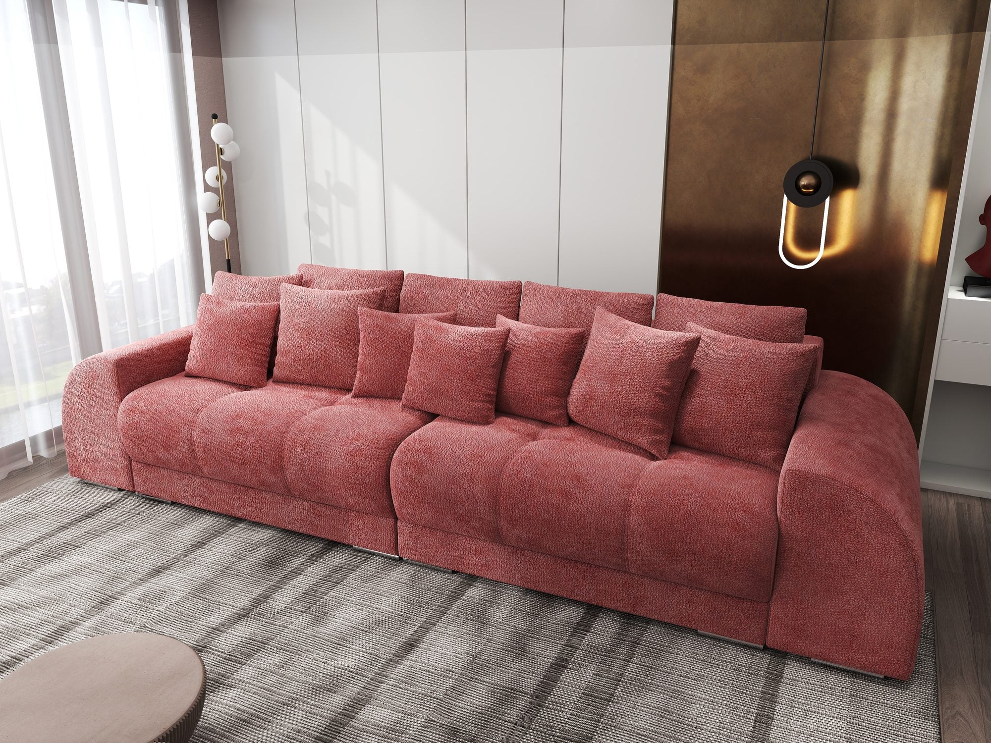 Canapea extensibilă dumonde cu 2 lăzi de depozitare si sezut confortabil din spuma high-density, Verona Vibe Rosu 58 310x100 cm