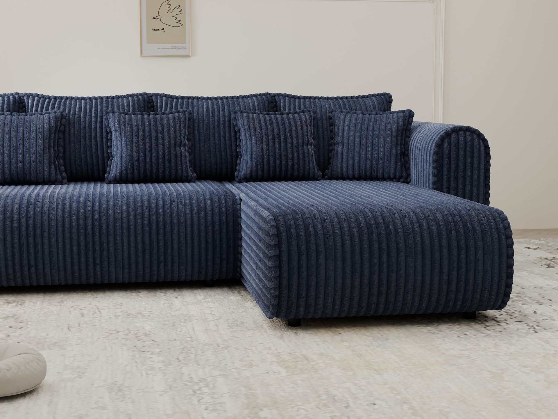 Colțar extensibil dumonde cu ladă de depozitare si sezut confortabil din spuma high-density, Monaco XL Tilia Albastru II 340x185 cm