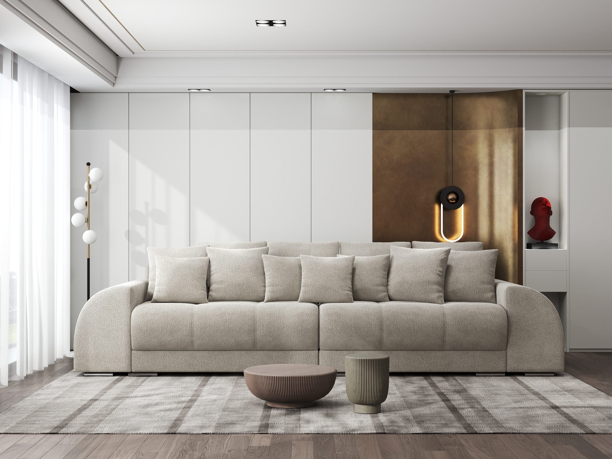 Canapea extensibilă dumonde cu 2 lăzi de depozitare si sezut confortabil din spuma high-density, Verona Vibe Bej 06 310x100 cm