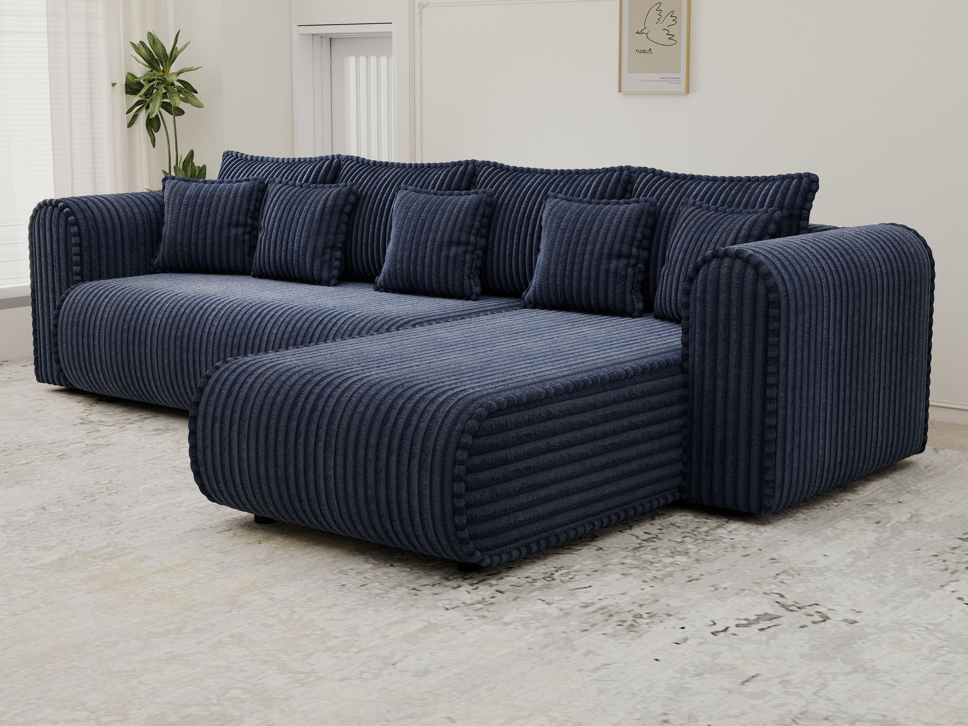 Colțar extensibil dumonde cu ladă de depozitare si sezut confortabil din spuma high-density, Monaco XL Tilia Albastru II 340x185 cm