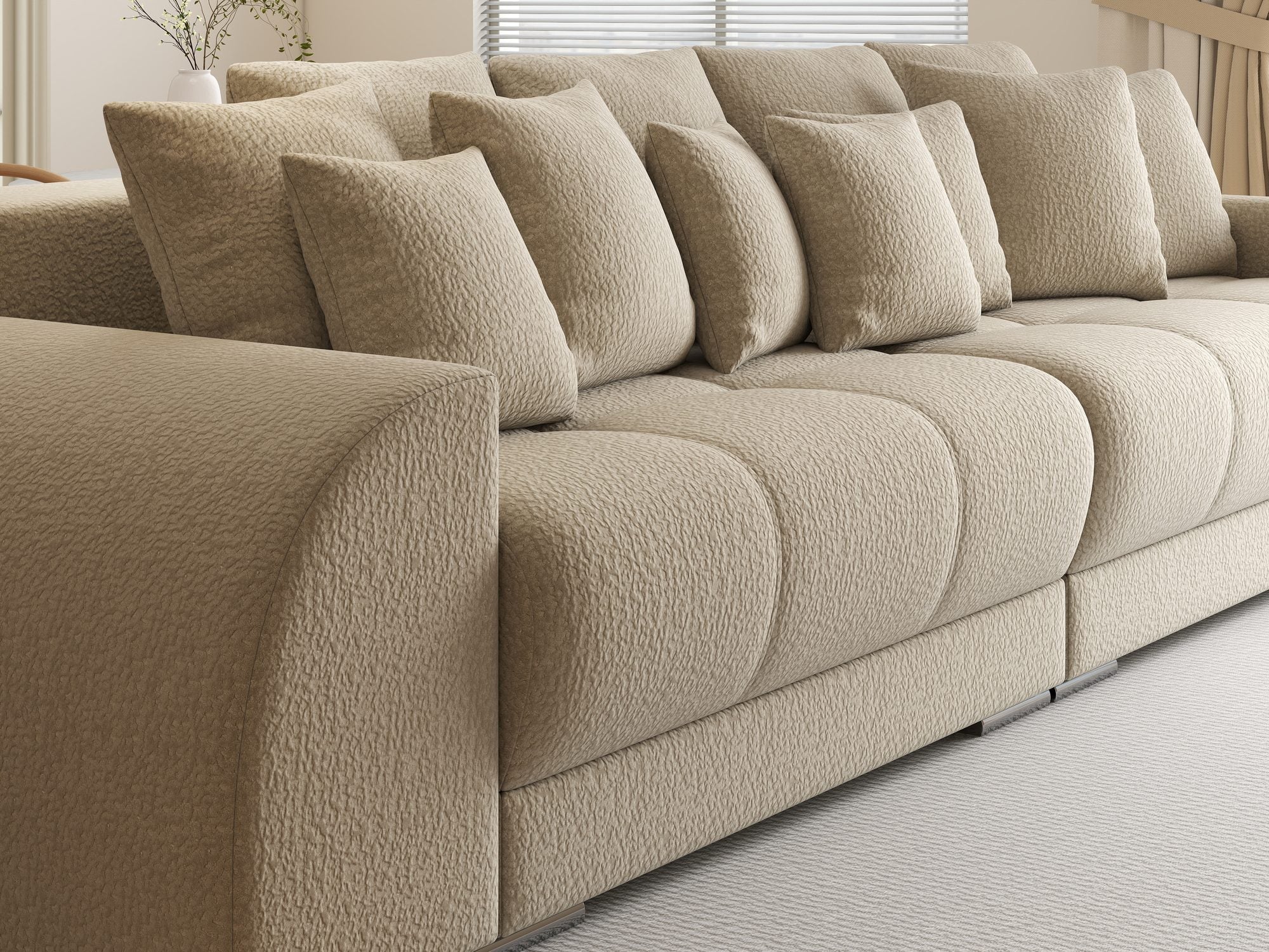 Canapea extensibilă dumonde cu 2 lăzi de depozitare si sezut confortabil din spuma high-density, Verona Jaguar Bej 4 310x100 cm