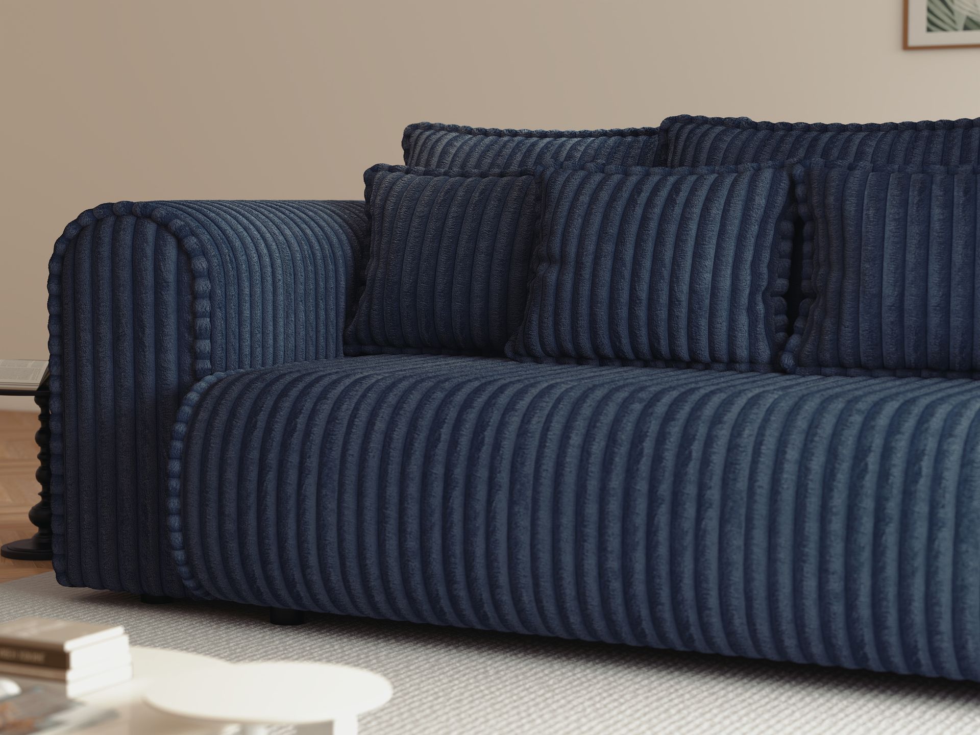 Canapea extensibilă dumonde cu ladă de depozitare si sezut confortabil din spuma high-density, Monaco Mica Tilia Albastru 240x100 cm