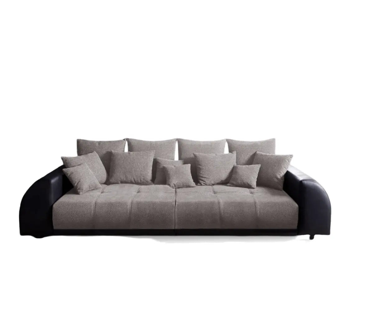 Canapea extensibilă dumonde cu 2 lăzi de depozitare si sezut confortabil din spuma high-density, Verona Magma Black 310x120 cm cu taburet inclus