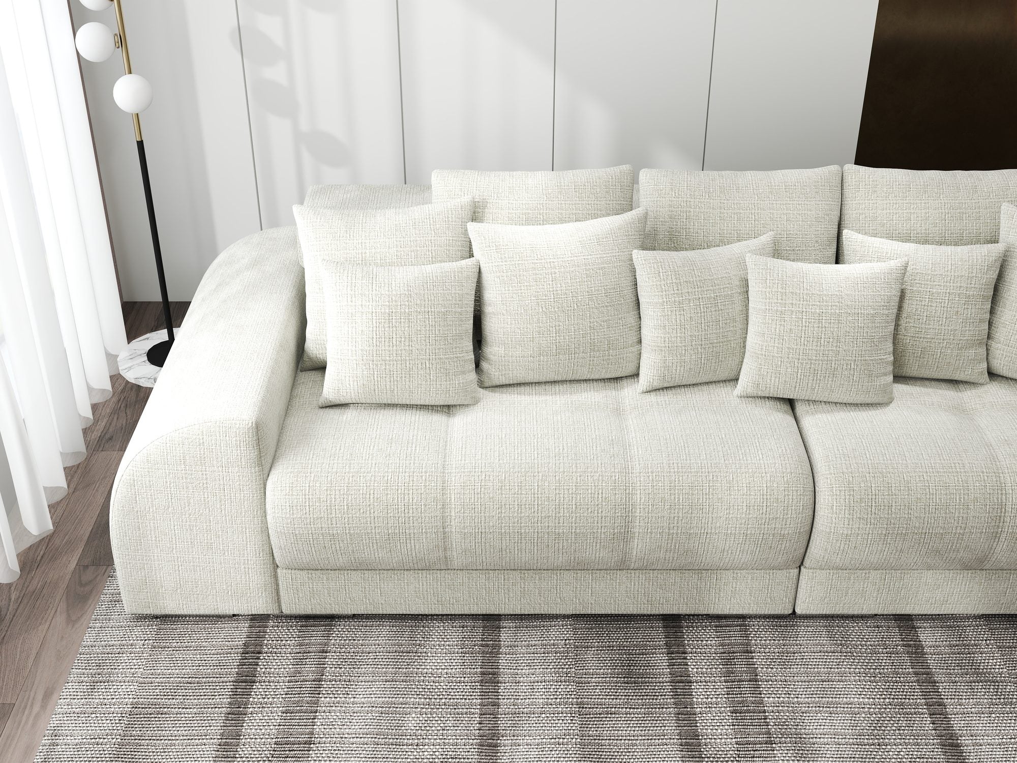 Canapea extensibilă dumonde cu 2 lăzi de depozitare si sezut confortabil din spuma high-density, Verona Cremona Alb 1 310x100 cm