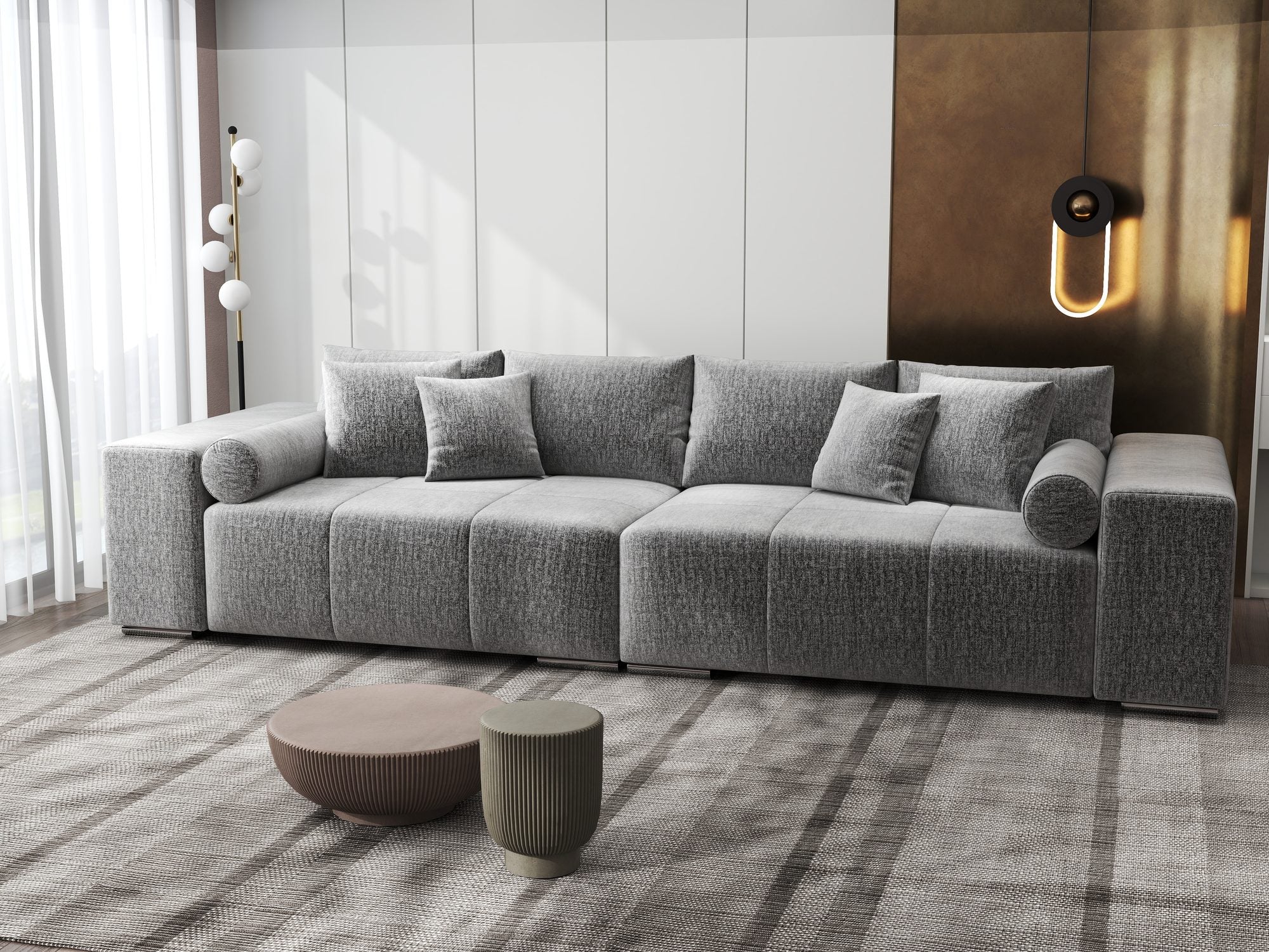 Canapea extensibilă dumonde cu ladă de depozitare si sezut confortabil din spuma high-density, Marbela XXL Monolith Gri 85 290x100 cm