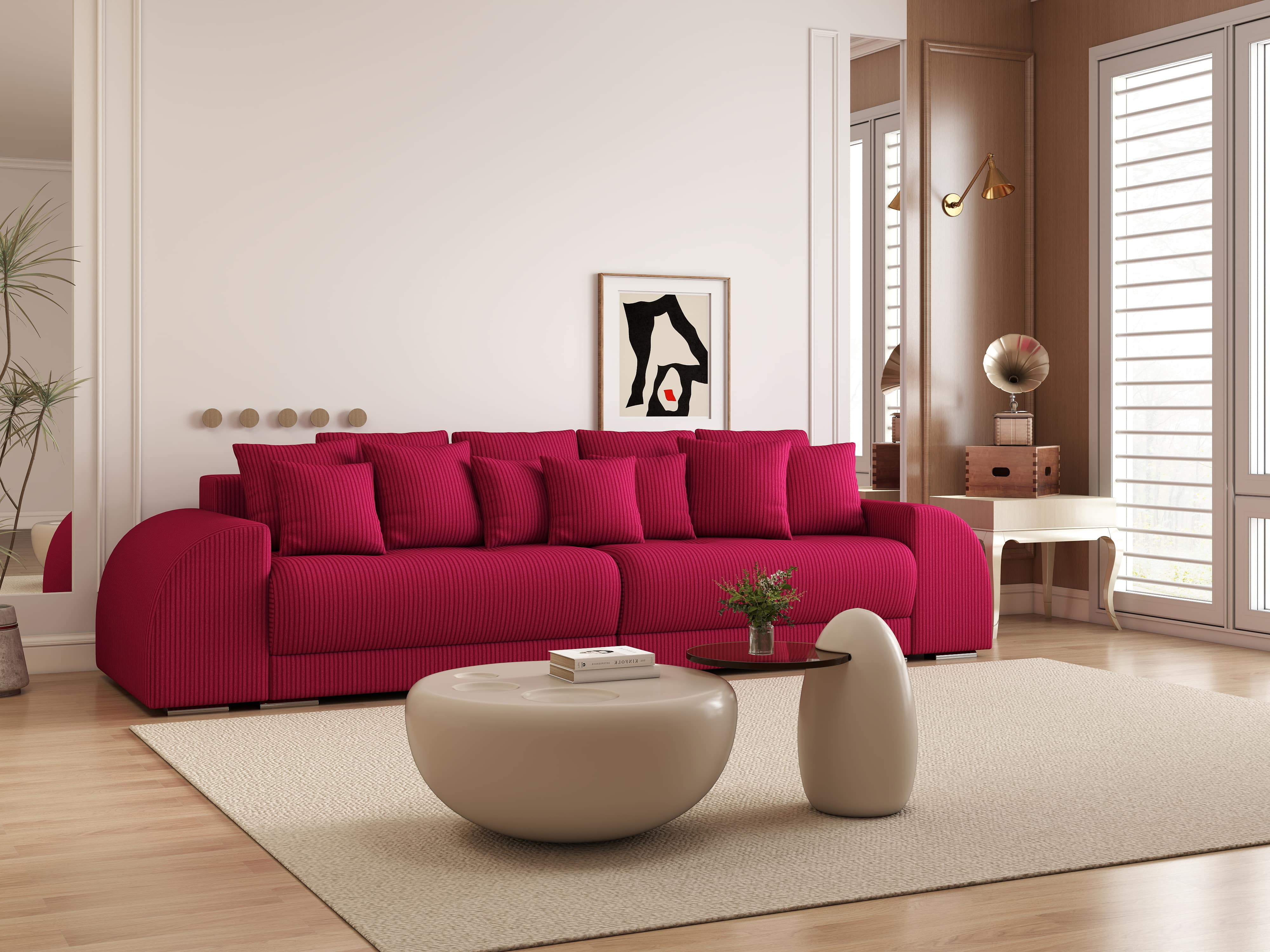Canapea extensibilă dumonde cu 2 lăzi de depozitare si sezut confortabil din spuma HR, Verona Zoom Red 310x100 cm Fabrica