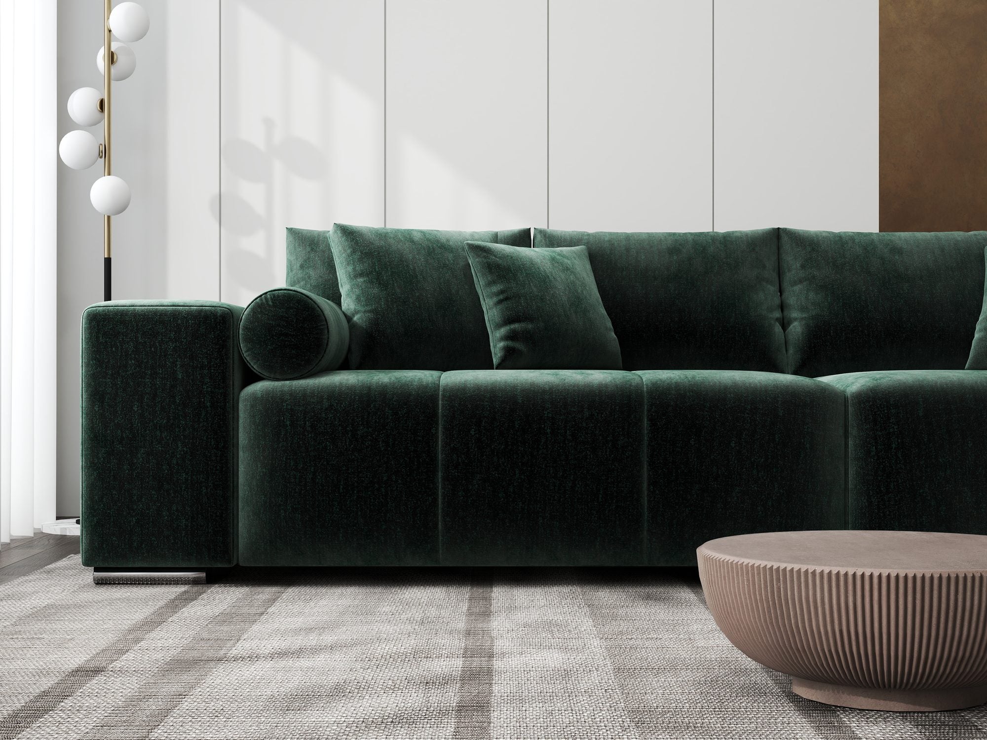Canapea extensibilă dumonde cu ladă de depozitare si sezut confortabil din spuma high-density, Marbela XXL Monolith Verde 37 290x100 cm