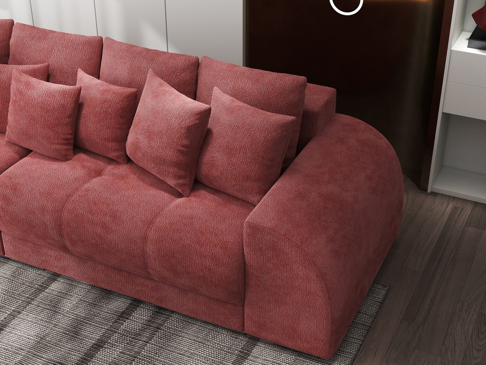 Canapea extensibilă dumonde cu 2 lăzi de depozitare si sezut confortabil din spuma high-density, Verona Vibe Rosu 58 310x100 cm